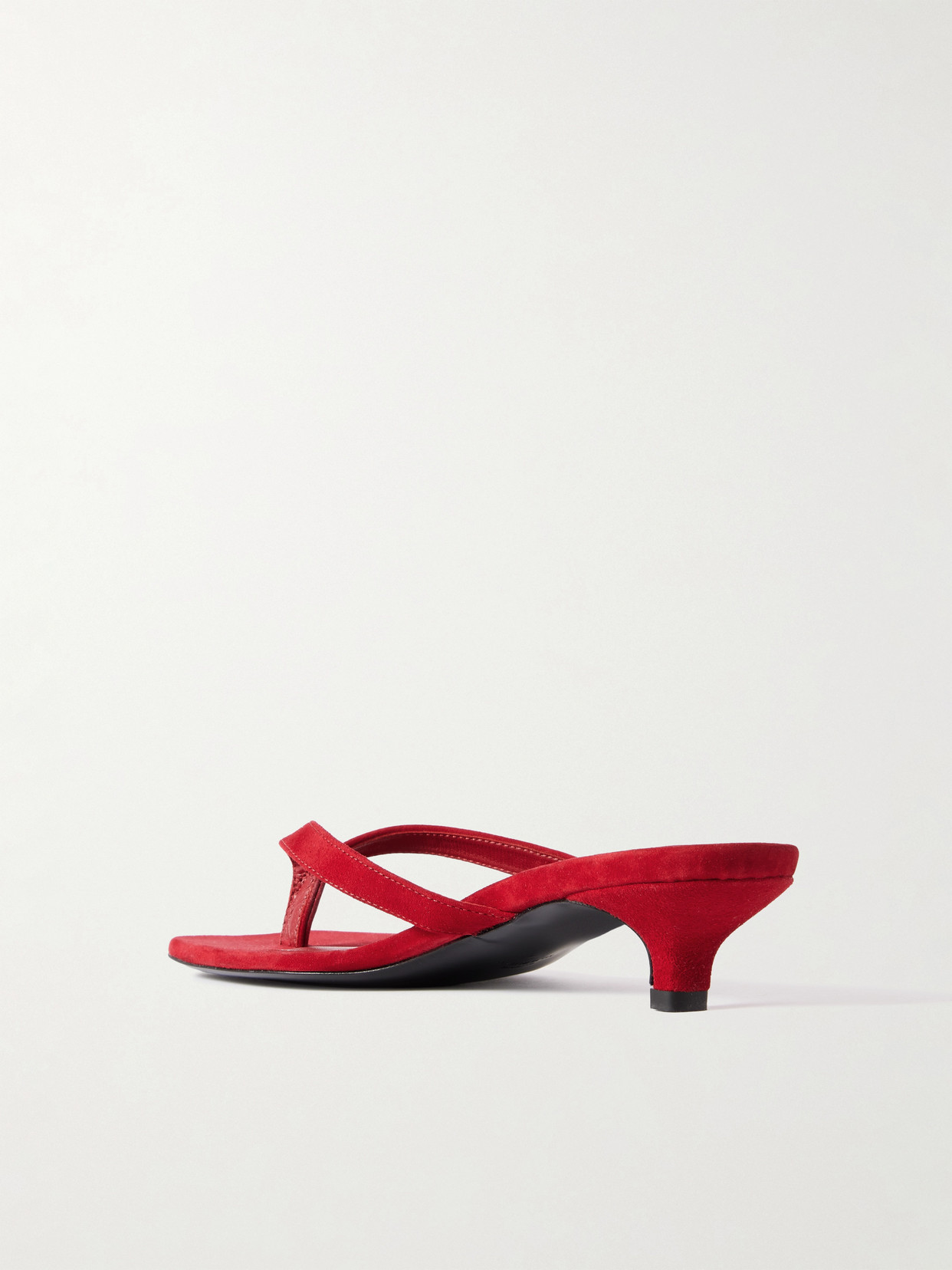 Totême Suede Heeled Flip Flops Scarlet In Red