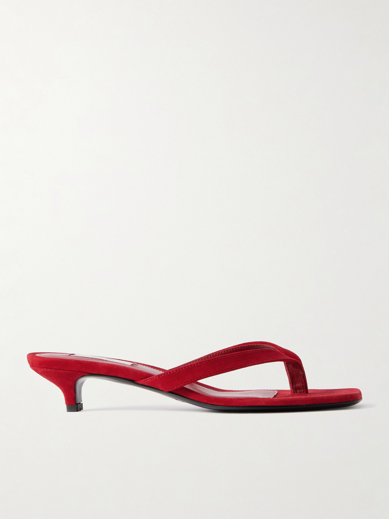 Totême Suede Heeled Flip Flops Scarlet In Red