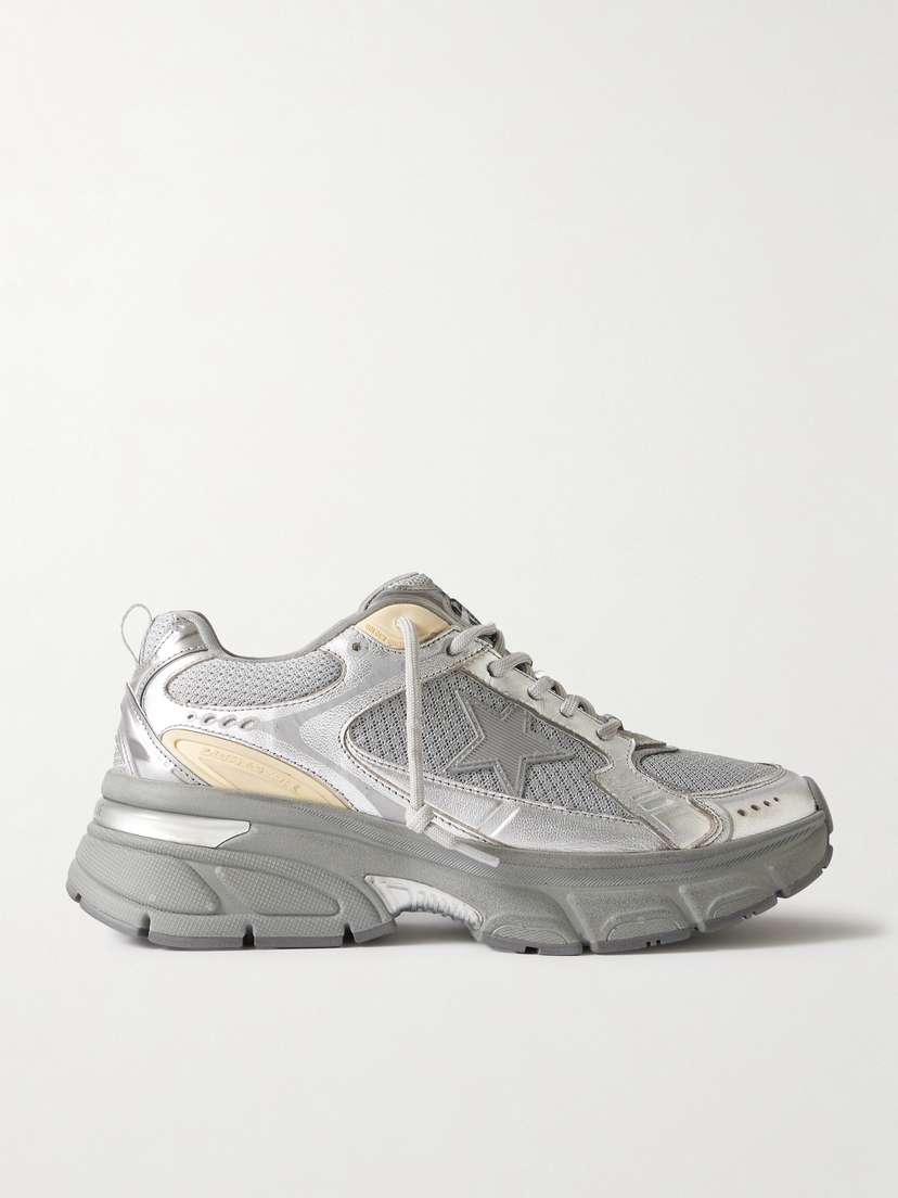 Golden Goose Lightstar Metallic Leather And Rubber-trimmed Mesh Sneakers