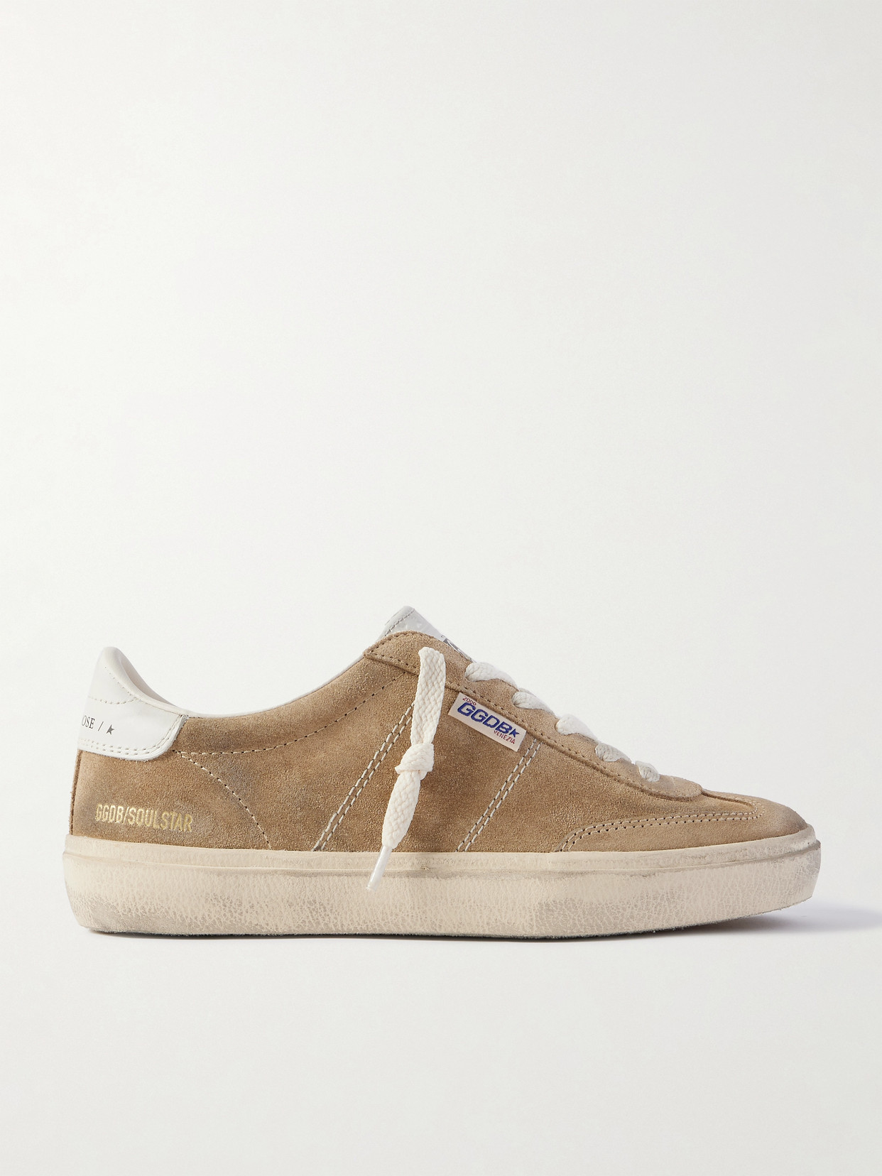 Golden Goose Soul-star Distressed Leather-trimmed Suede Sneakers In Brown