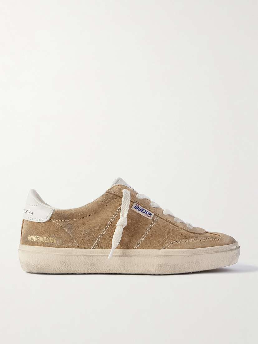 Golden Goose Soul-star Distressed Leather-trimmed Suede Sneakers