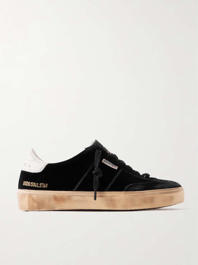 Golden Goose Soul-star Distressed Leather-trimmed Velvet Sneakers
