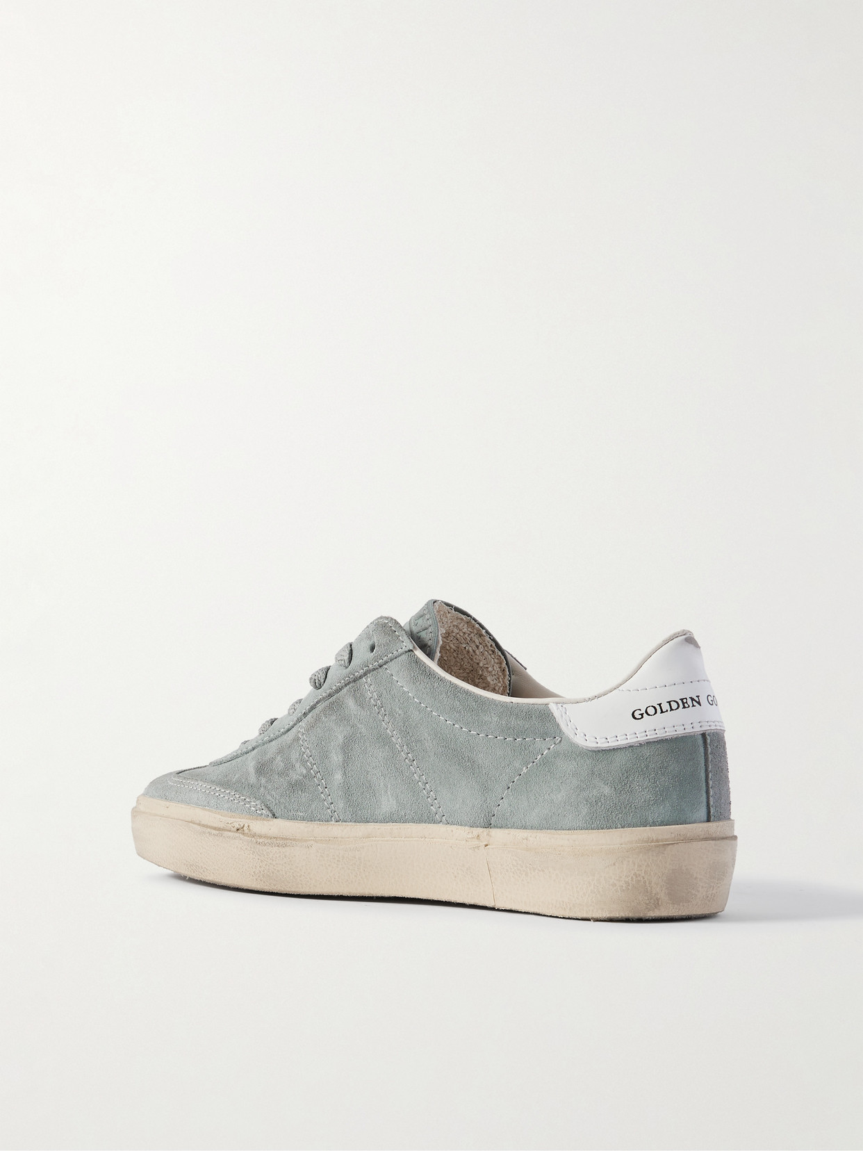 Golden Goose Soul-star Distressed Leather-trimmed Suede Sneakers In Gray