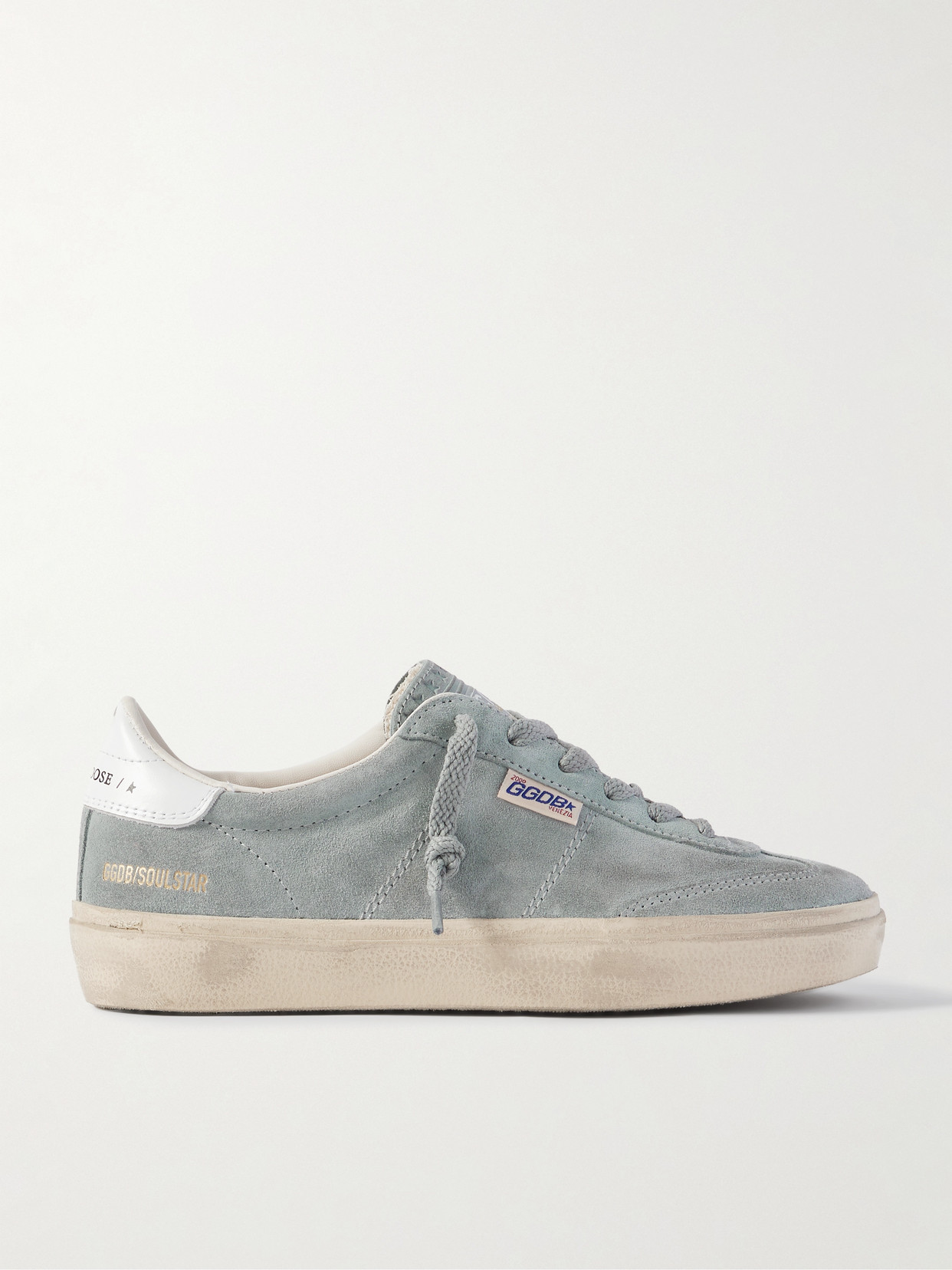 Golden Goose Soul-star Distressed Leather-trimmed Suede Sneakers In Gray