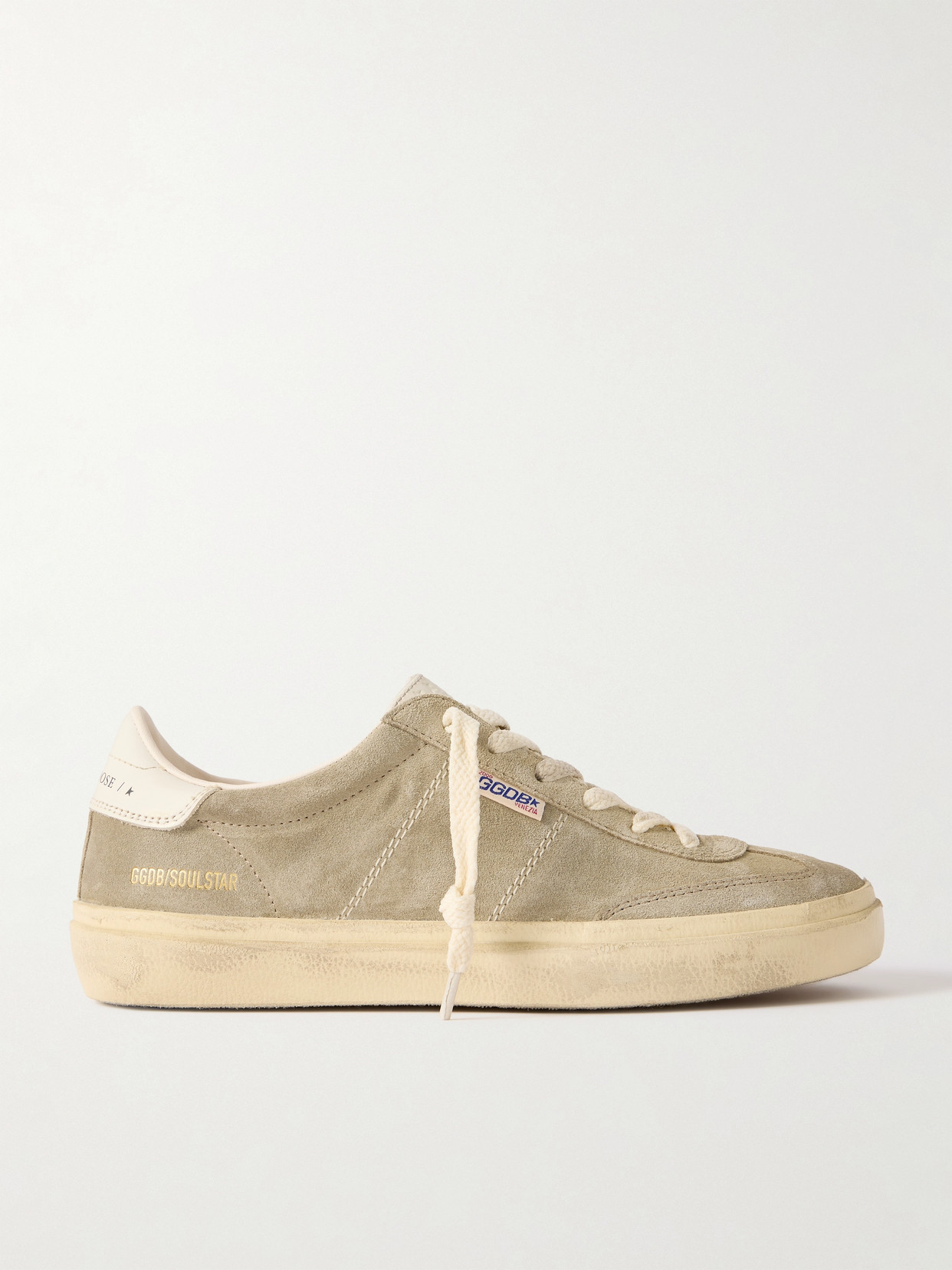 Golden Goose Soul-star Distressed Leather-trimmed Suede Sneakers In Brown