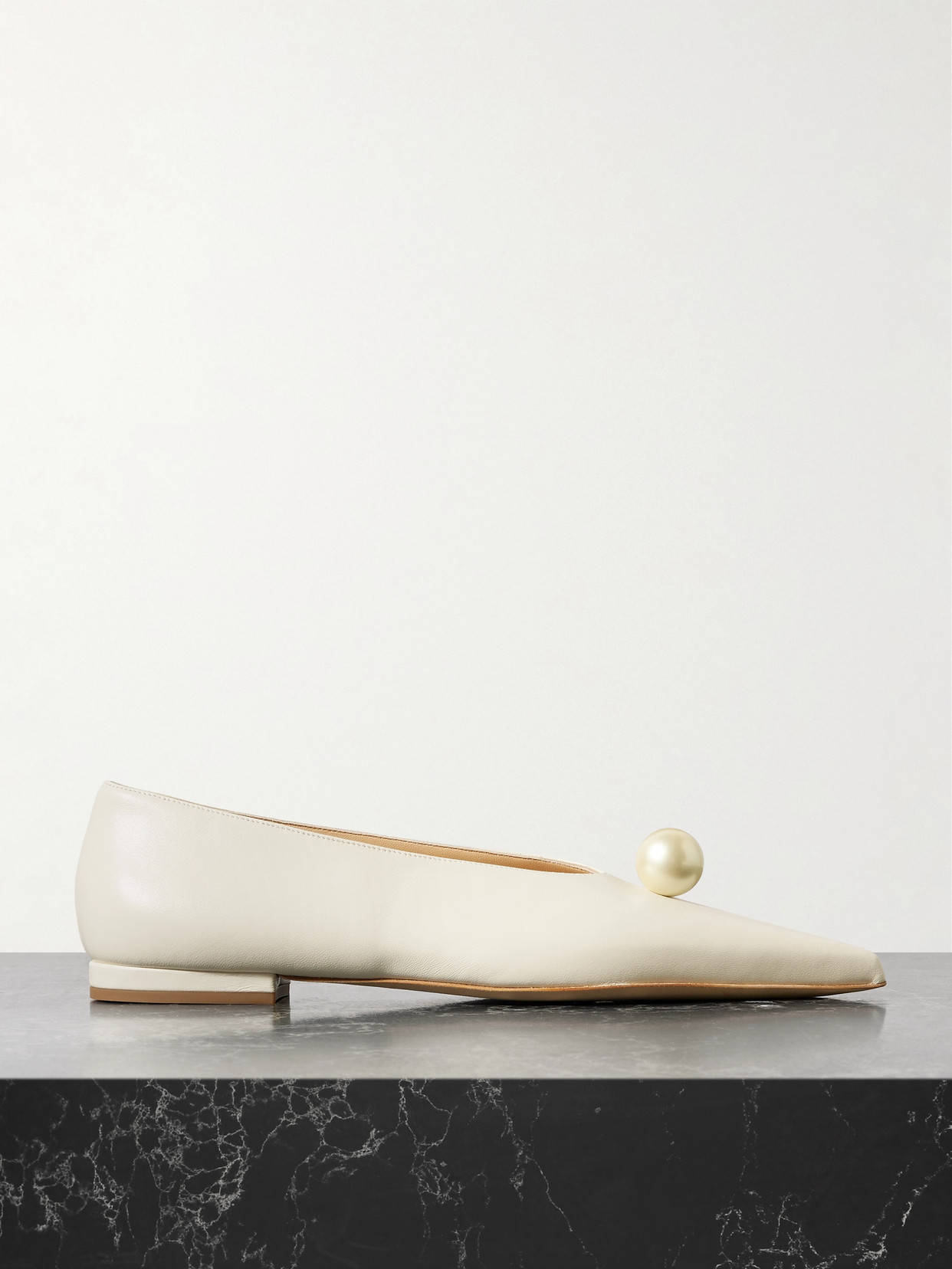 Magda Butrym Leather Ballet Flats In Cream