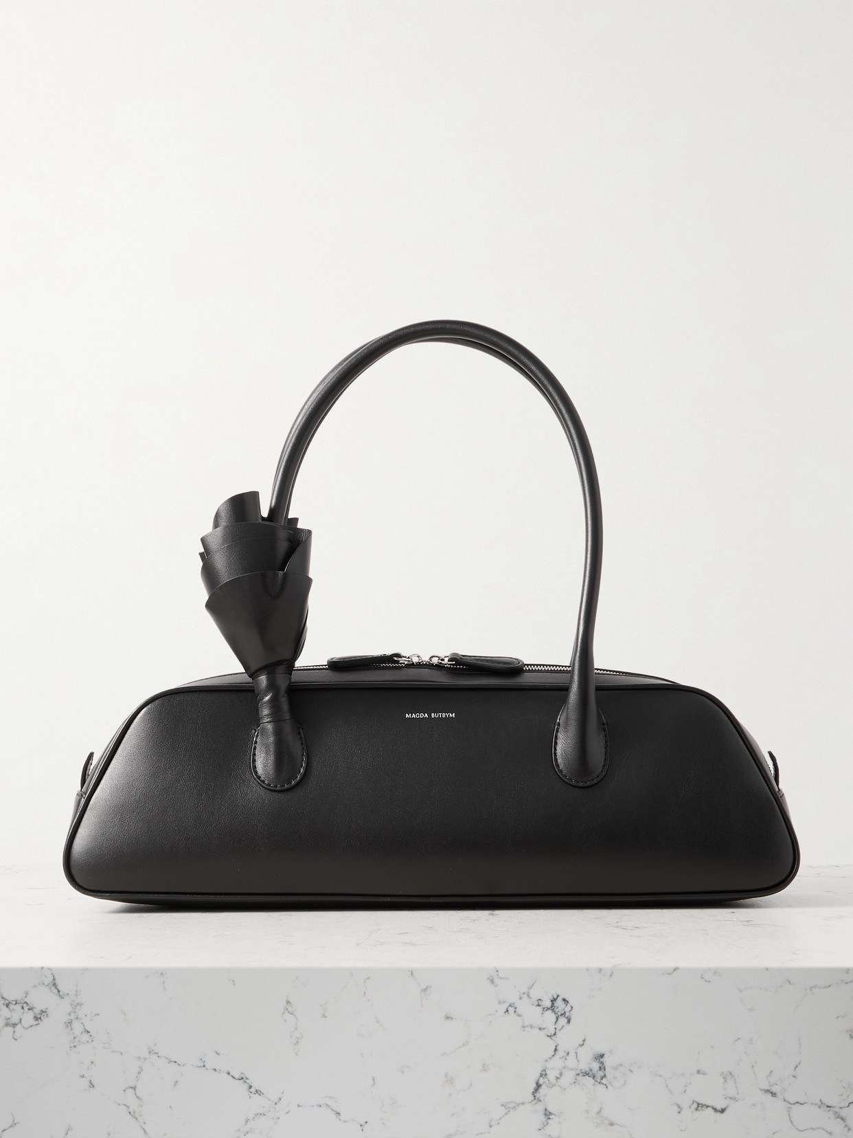 Magda Butrym Brigitte Trapeze Appliquéd Leather Tote In Black