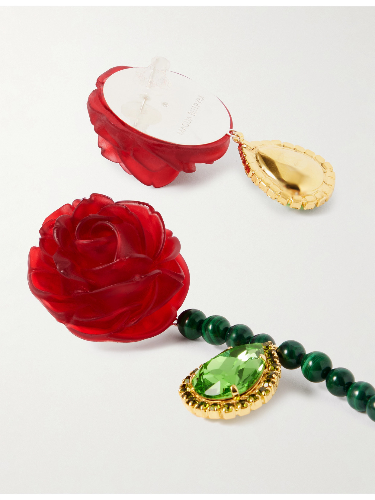 Magda Butrym Gold-tone, Silver, Resin And Crystal Earrings In Red