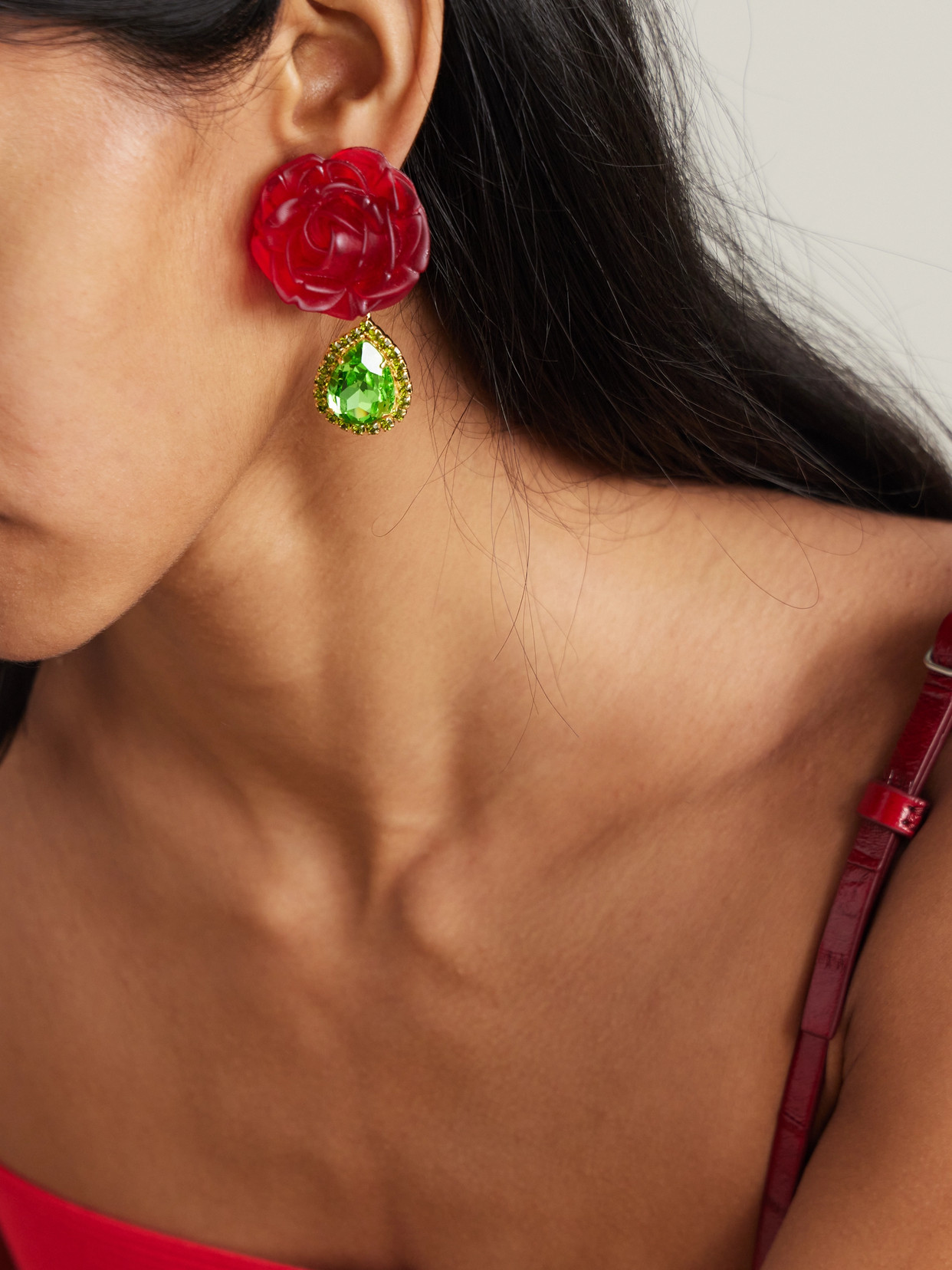 Magda Butrym Gold-tone, Silver, Resin And Crystal Earrings In Red