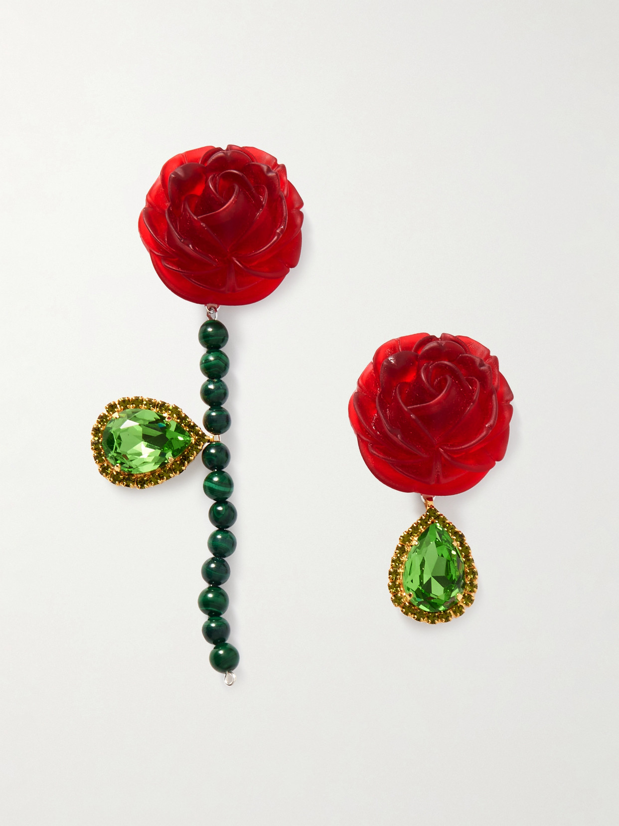 Magda Butrym - Gold-tone, Silver, Resin And Crystal Earrings - Red
