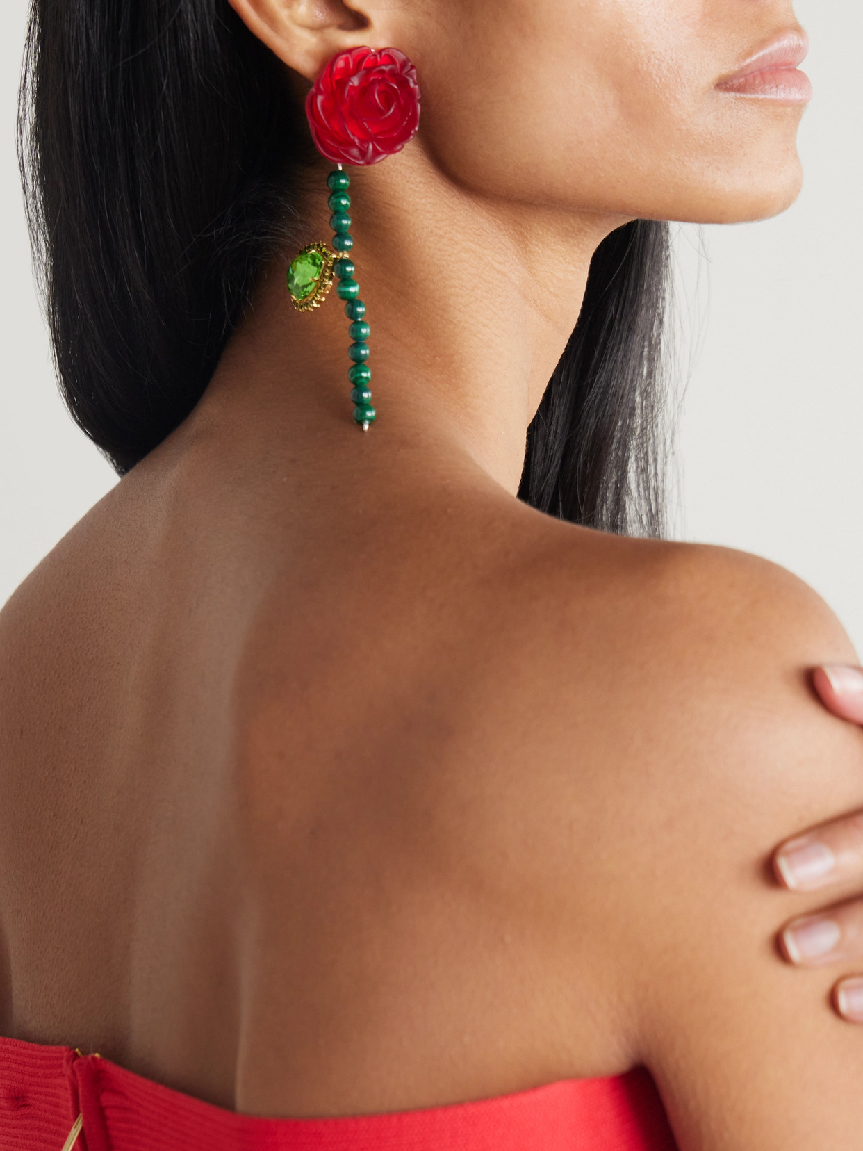 Magda Butrym Gold-tone, Silver, Resin And Crystal Earrings In Red