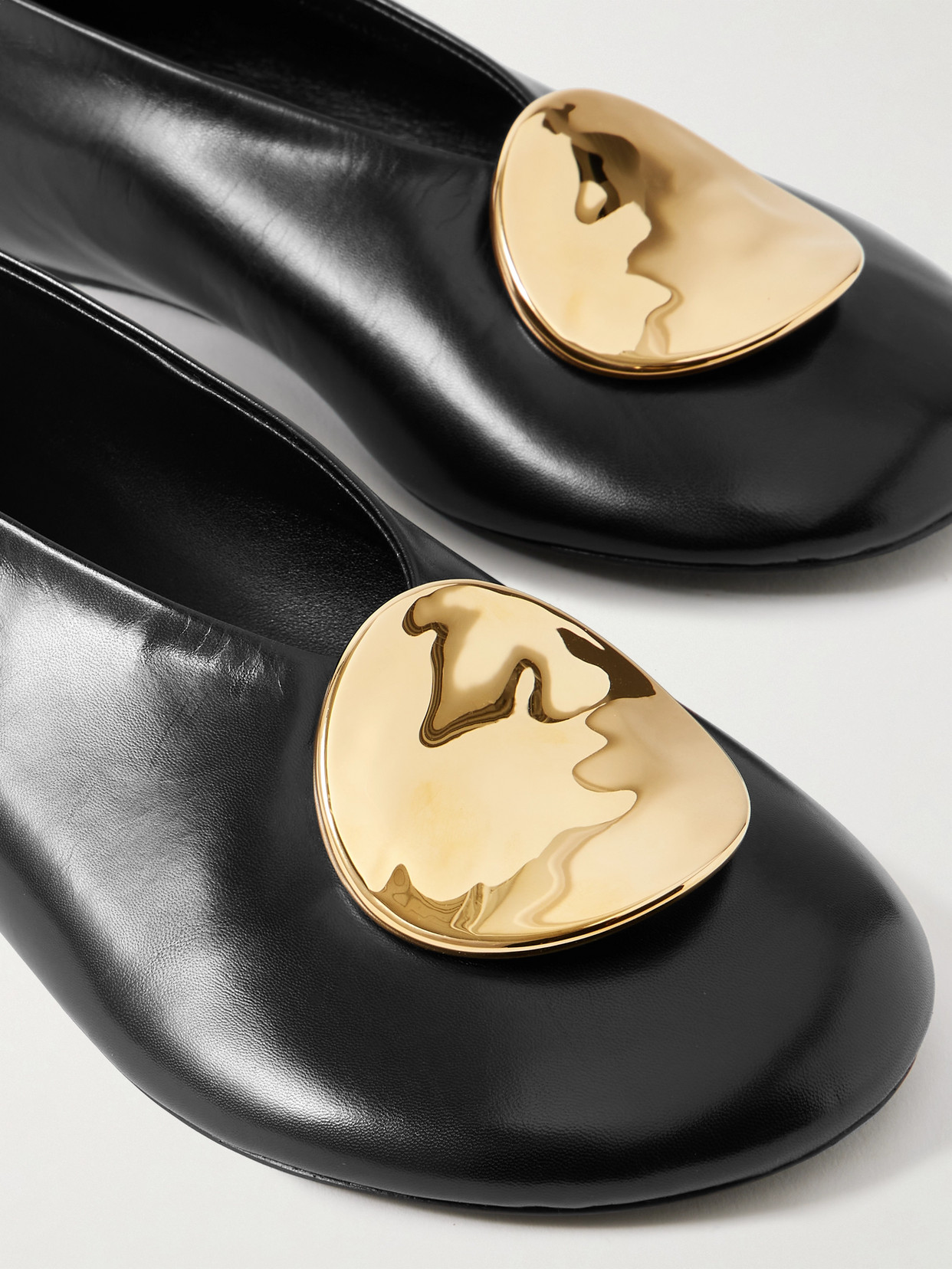 Embellished Leather Ballet Flats