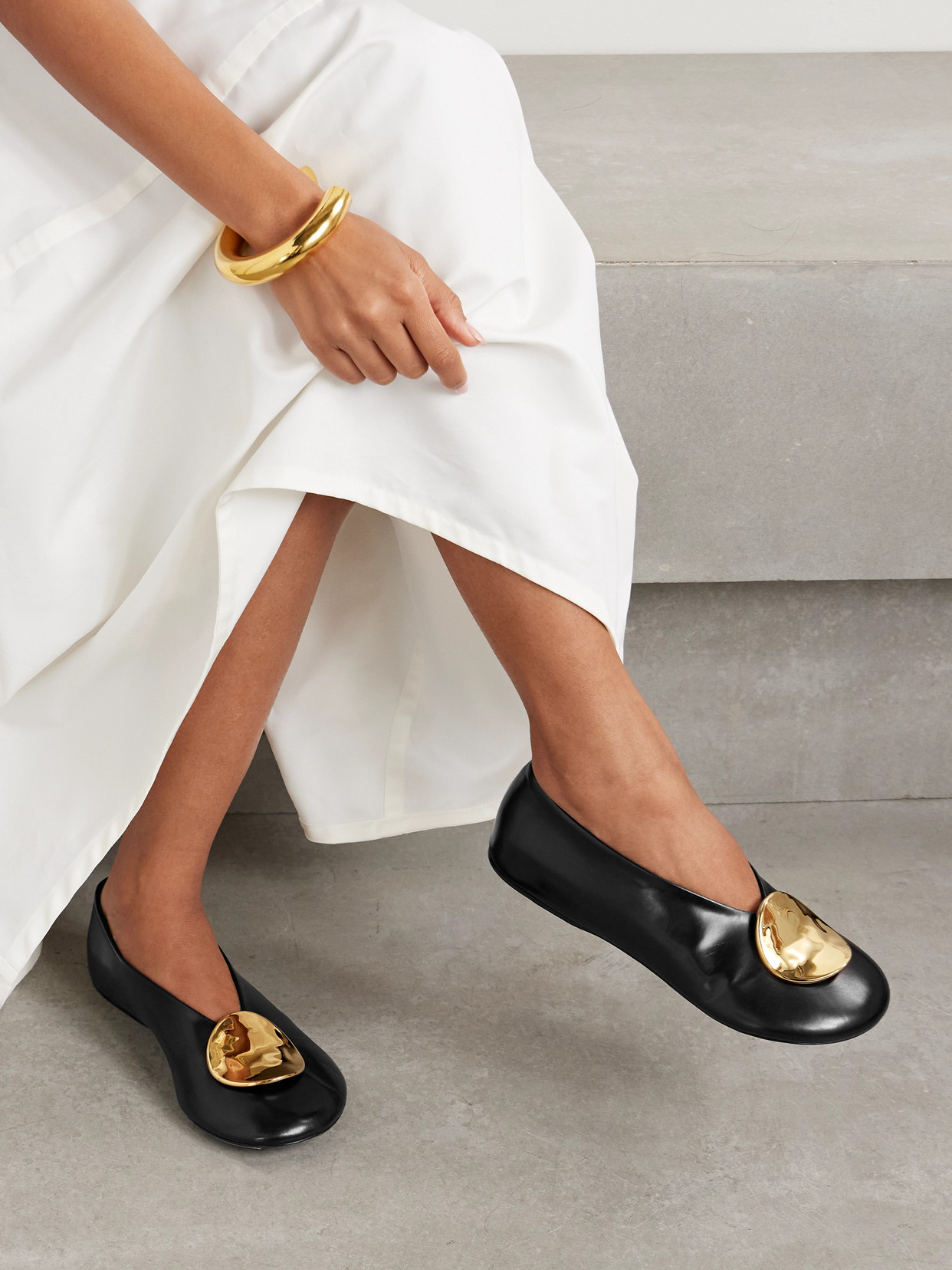 Embellished Leather Ballet Flats