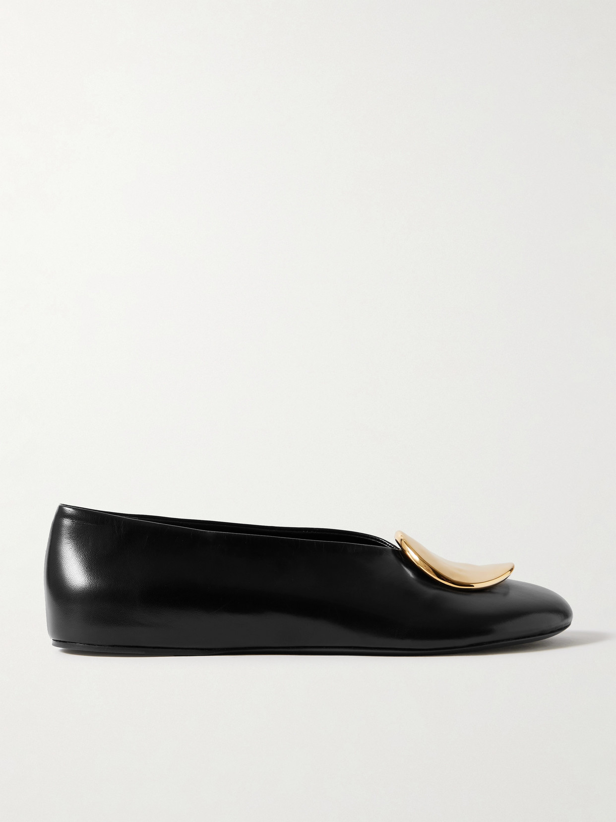 Jil Sander Decorative-plaque Ballerina Shoes In Black