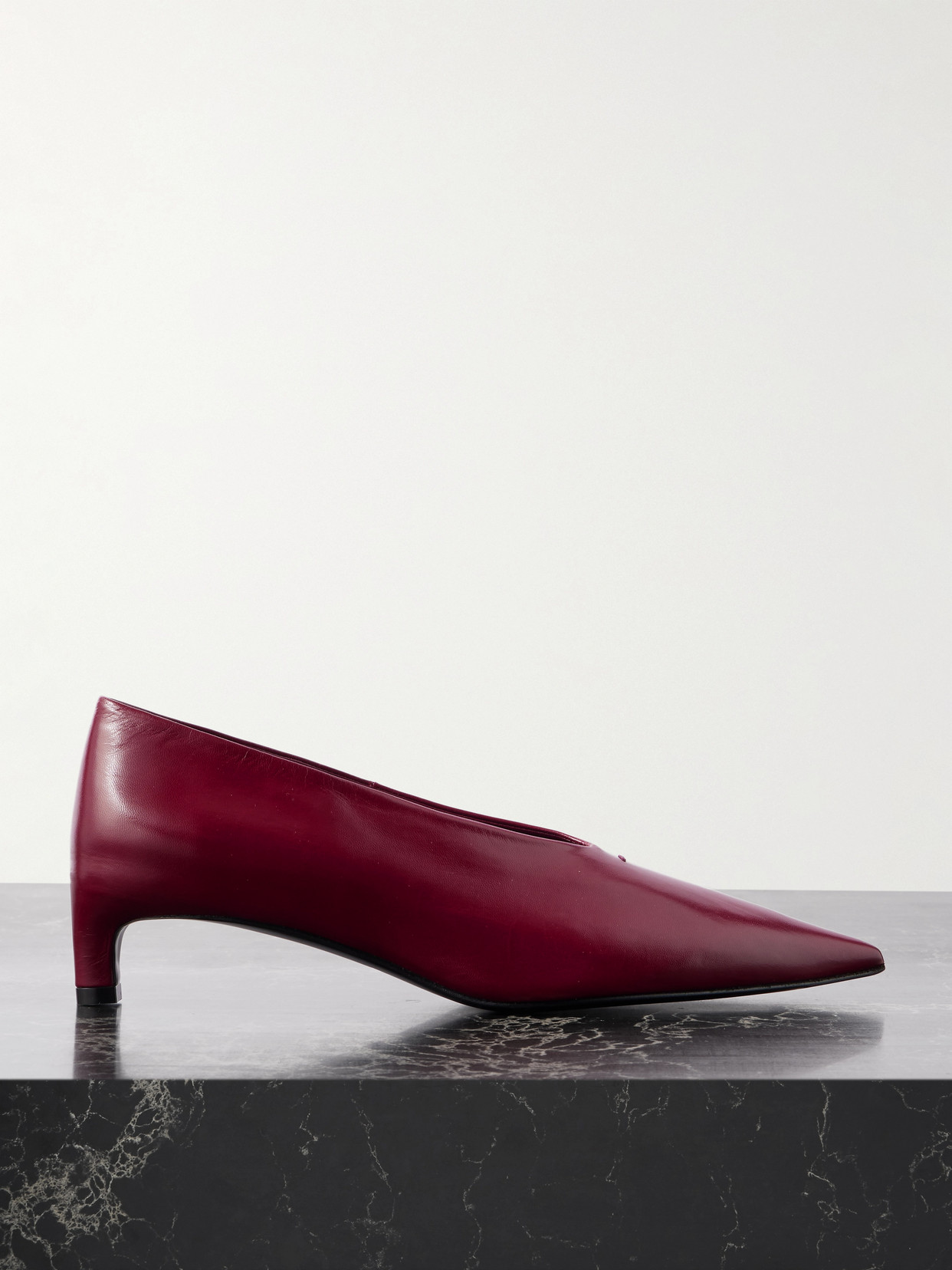 Jil Sander Glossed-leather Pumps In Red