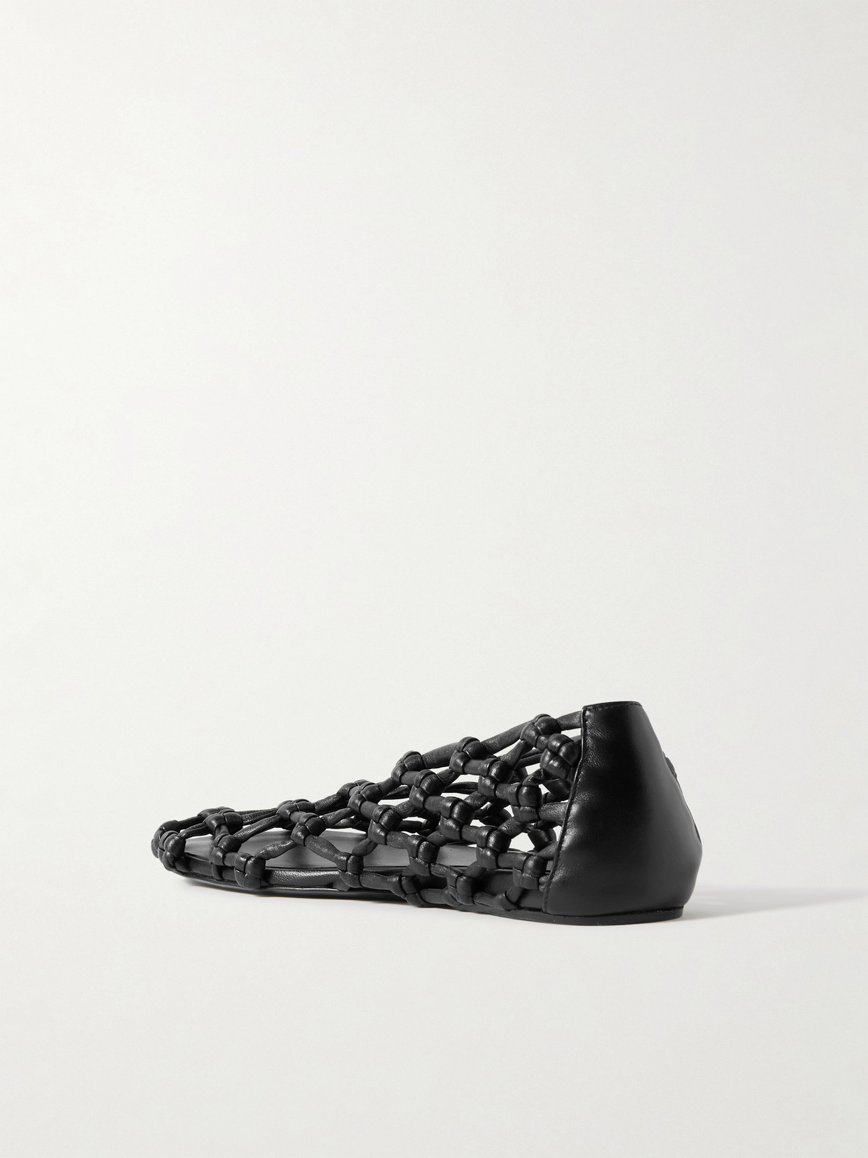 Jil Sander Cutout Knotted Leather Ballet Flats In Black