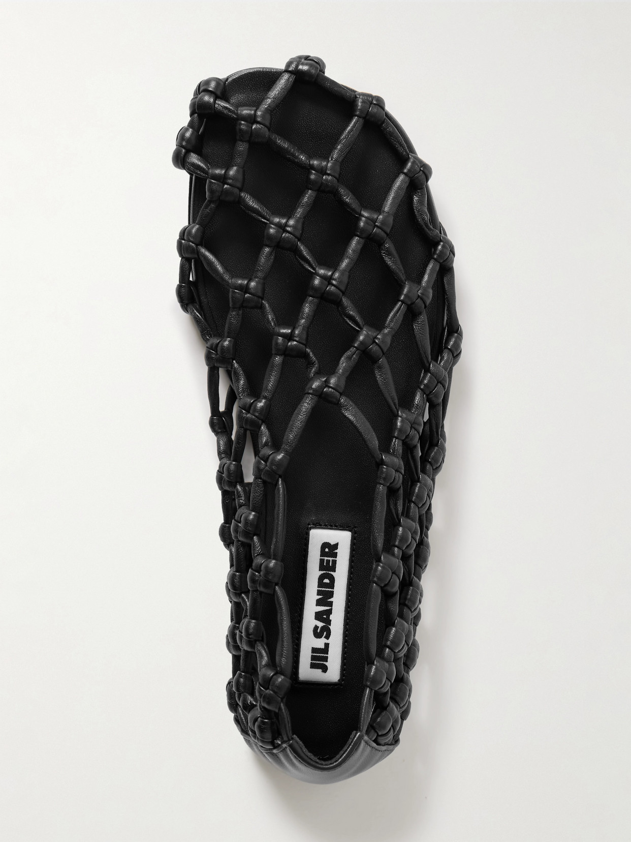 Jil Sander Cutout Knotted Leather Ballet Flats In Black
