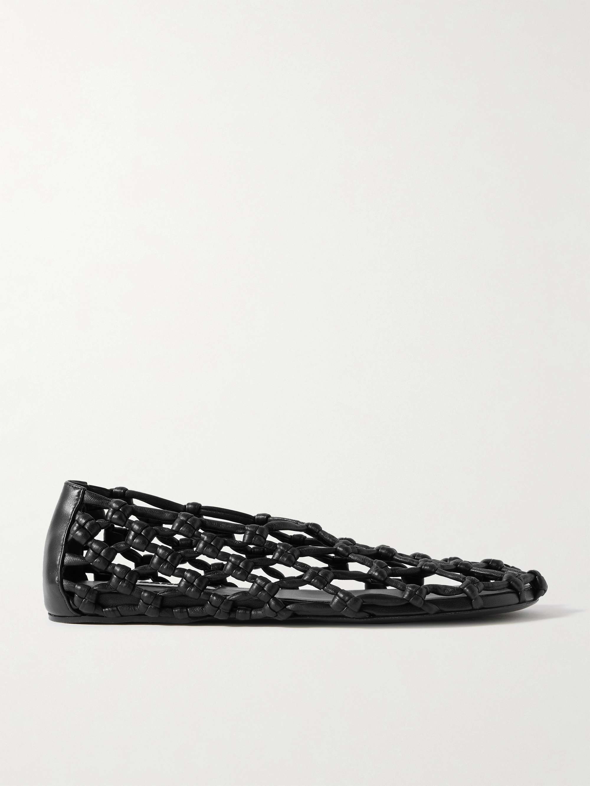 JIL SANDER Cutout knotted leather ballet flats | NET-A-PORTER