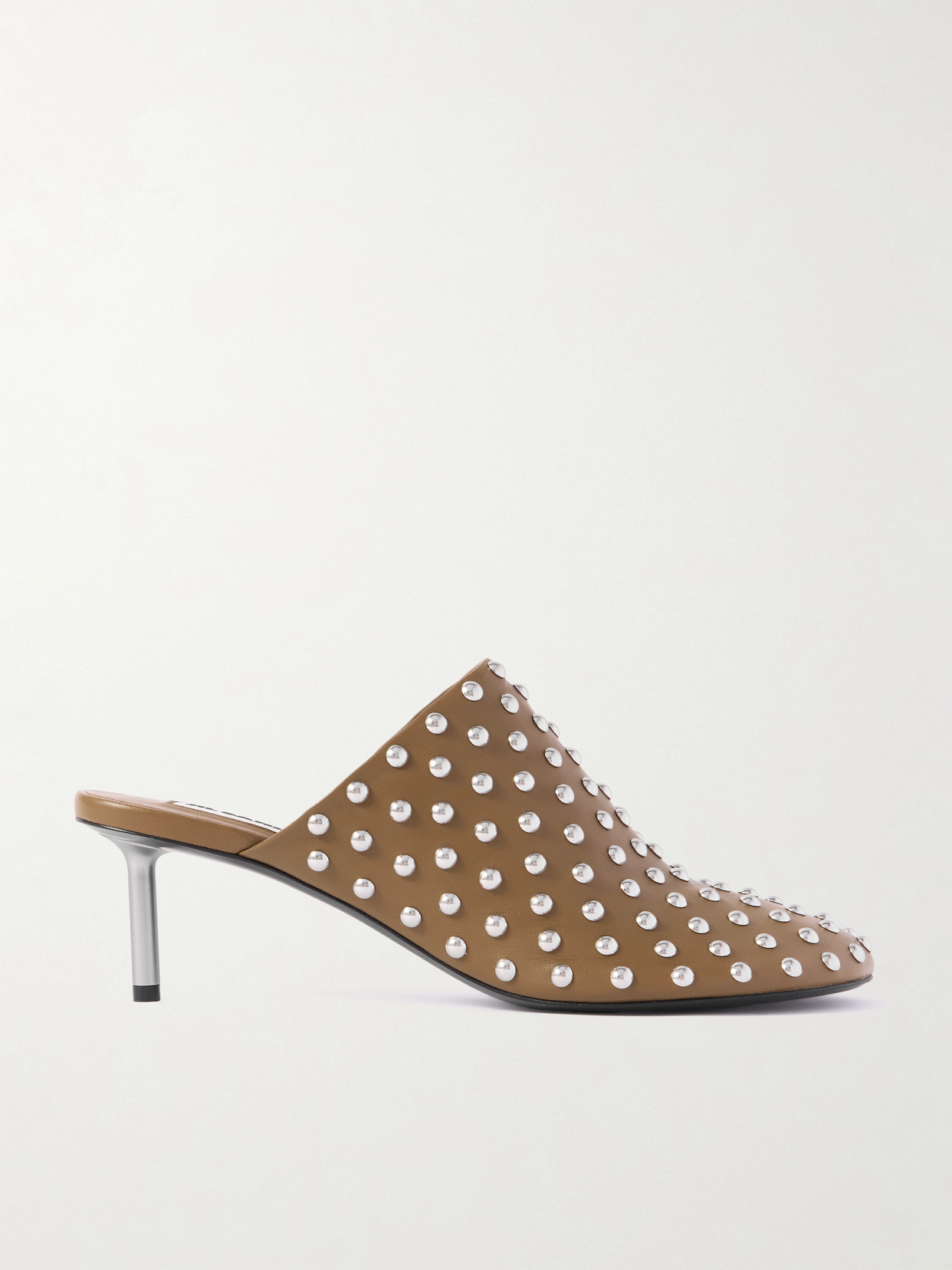 Jil Sander Studded Leather Mules In Brown