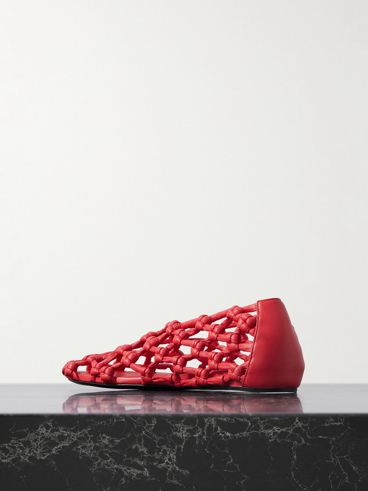 Jil Sander Red Hand-knotted Ballerina Flats In Red
