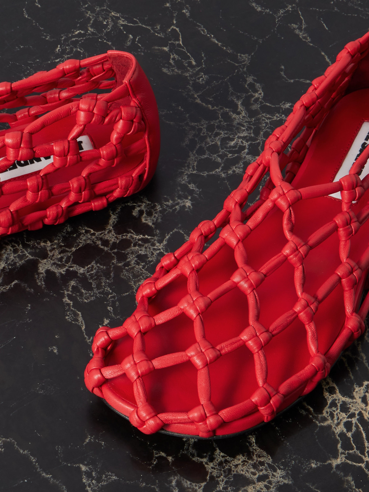 Jil Sander Red Hand-knotted Ballerina Flats In Red