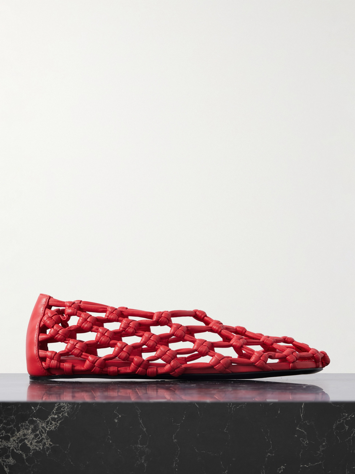 Jil Sander Red Hand-knotted Ballerina Flats In Red