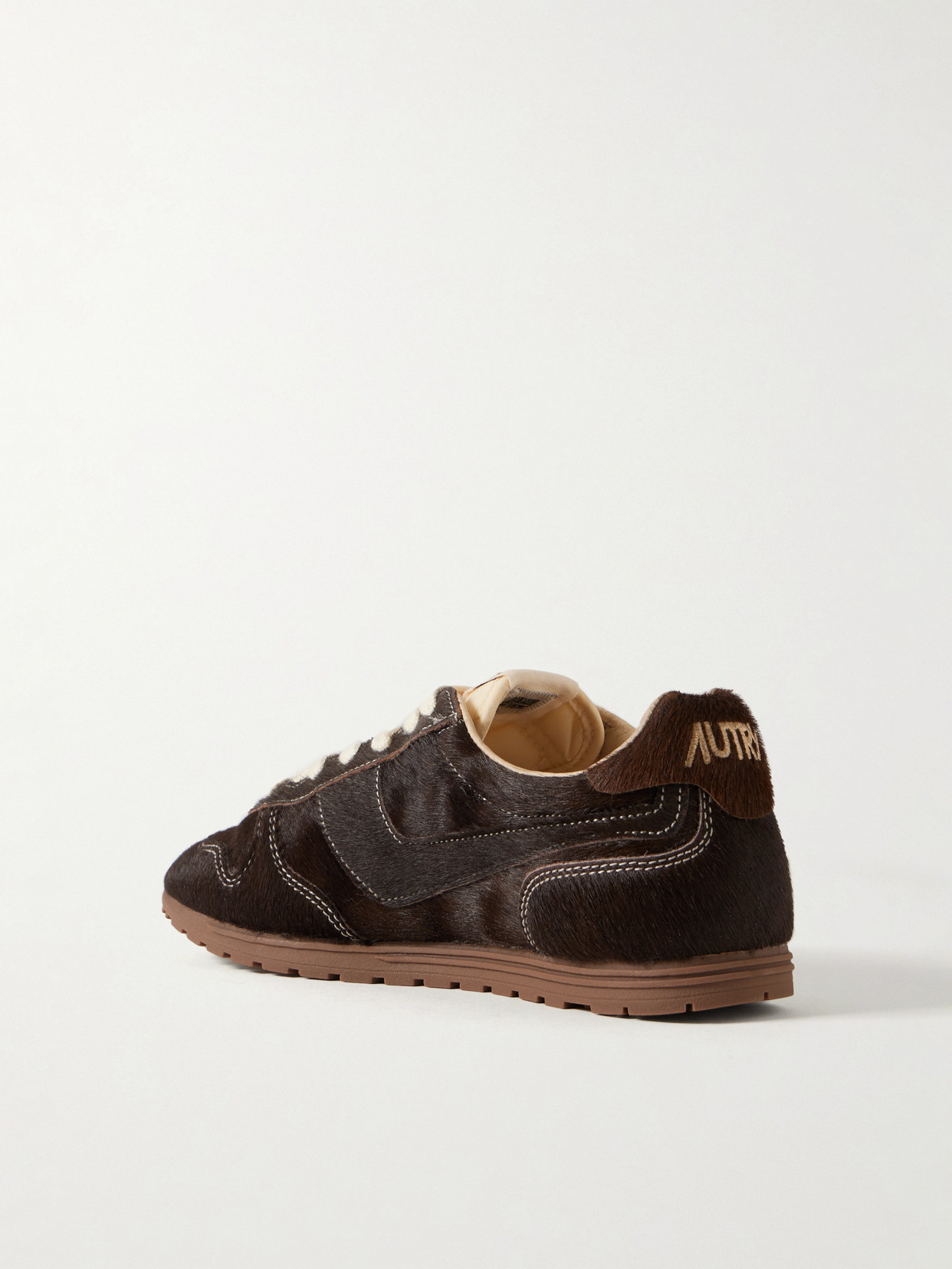 Autry Windspin Calf Hair Sneakers In Brown