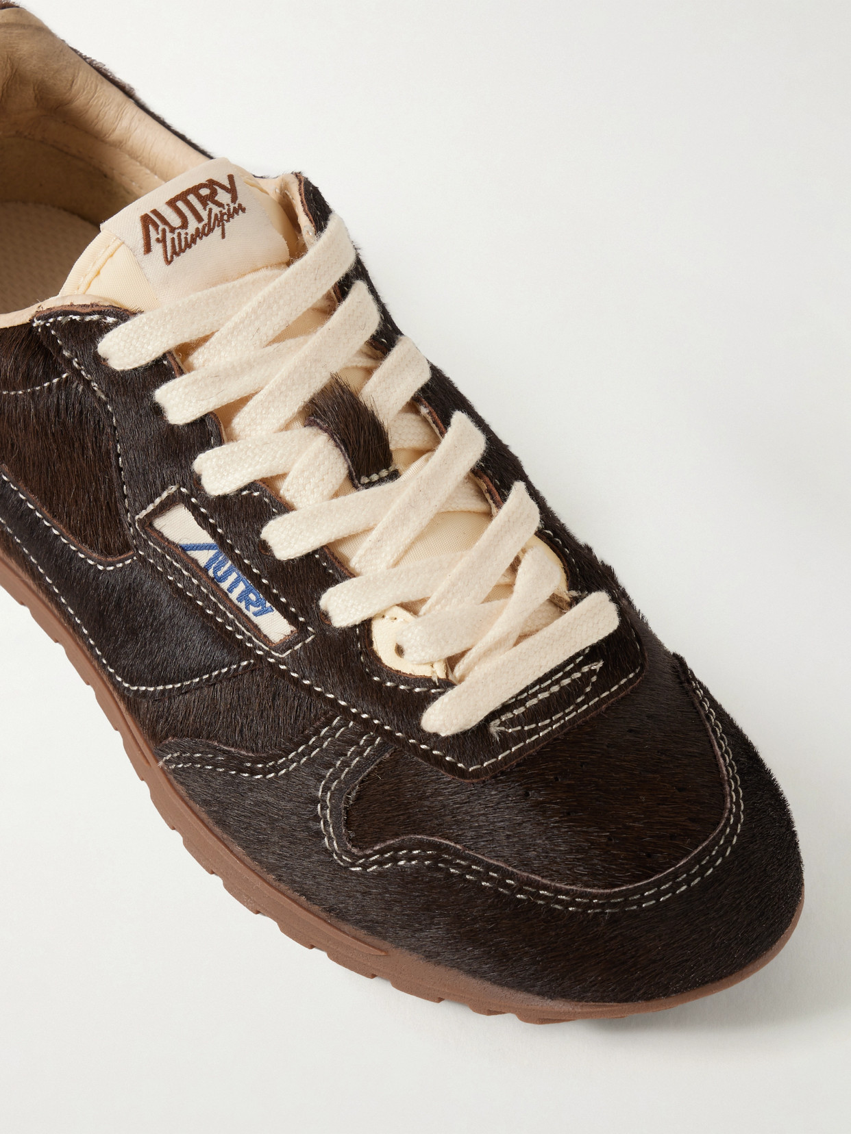 Autry Windspin Calf Hair Sneakers In Brown