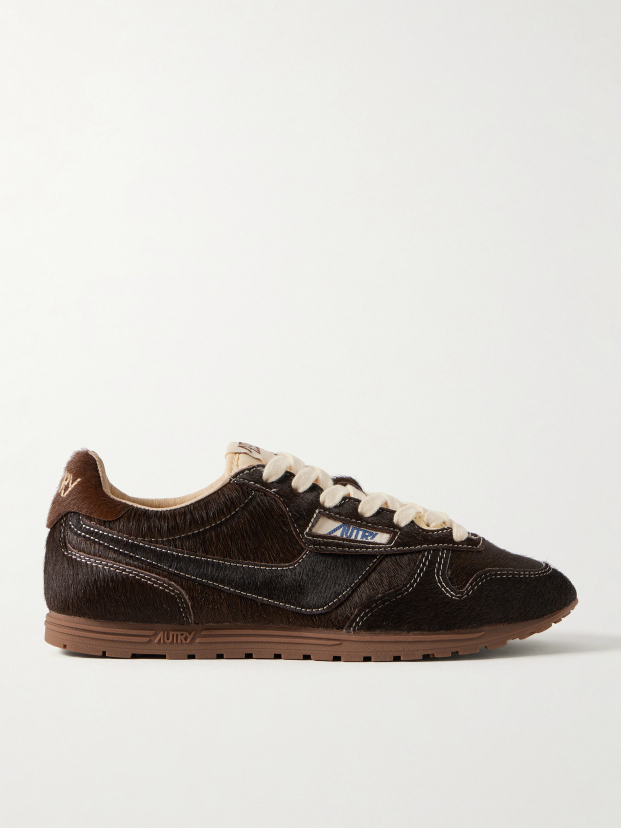 Autry Windspin Calf Hair Sneakers In Brown