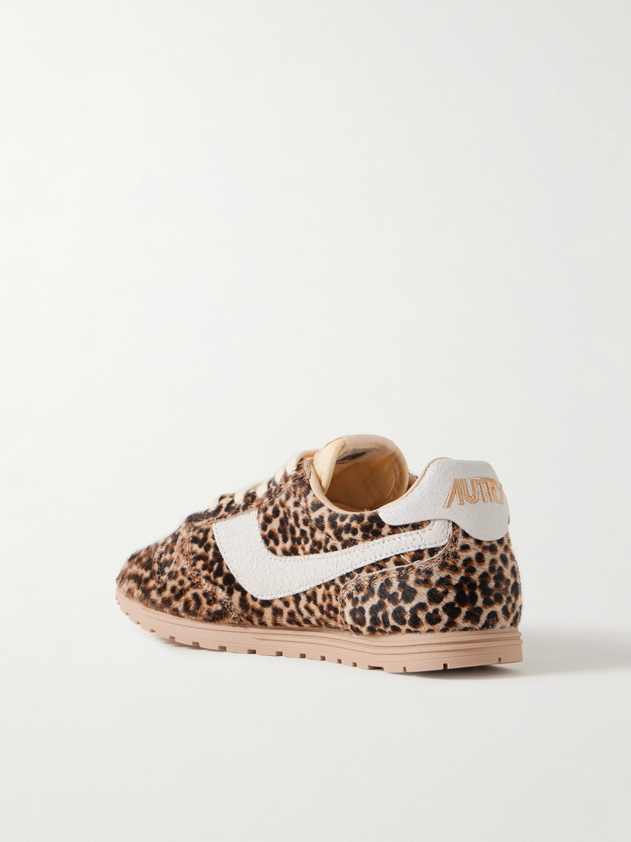 Autry Windspin Leather-trimmed Leopard-print Calf Hair Sneakers In Animal Print