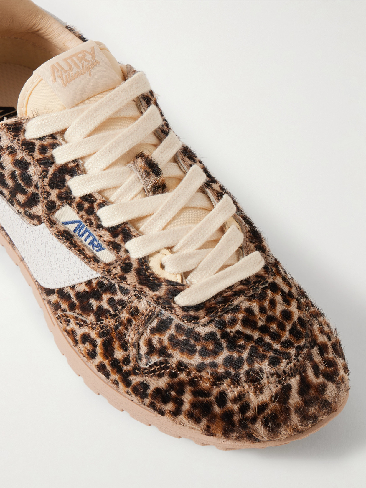 Autry Windspin Leather-trimmed Leopard-print Calf Hair Sneakers In Animal Print