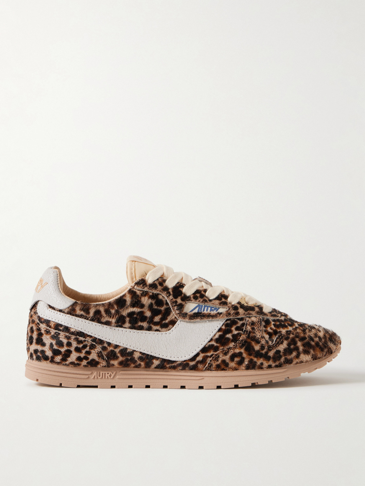 Autry Windspin Leather-trimmed Leopard-print Calf Hair Sneakers In Animal Print