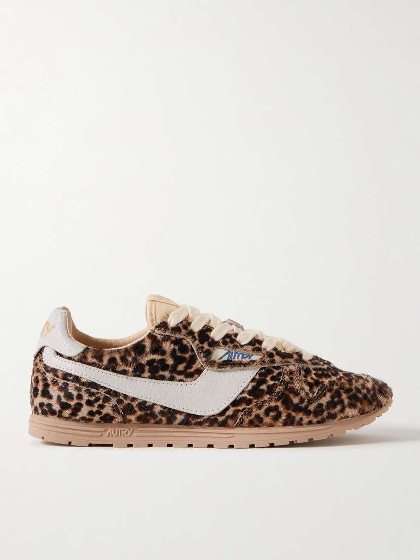 Autry Windspin Leather-trimmed Leopard-print Calf Hair Sneakers