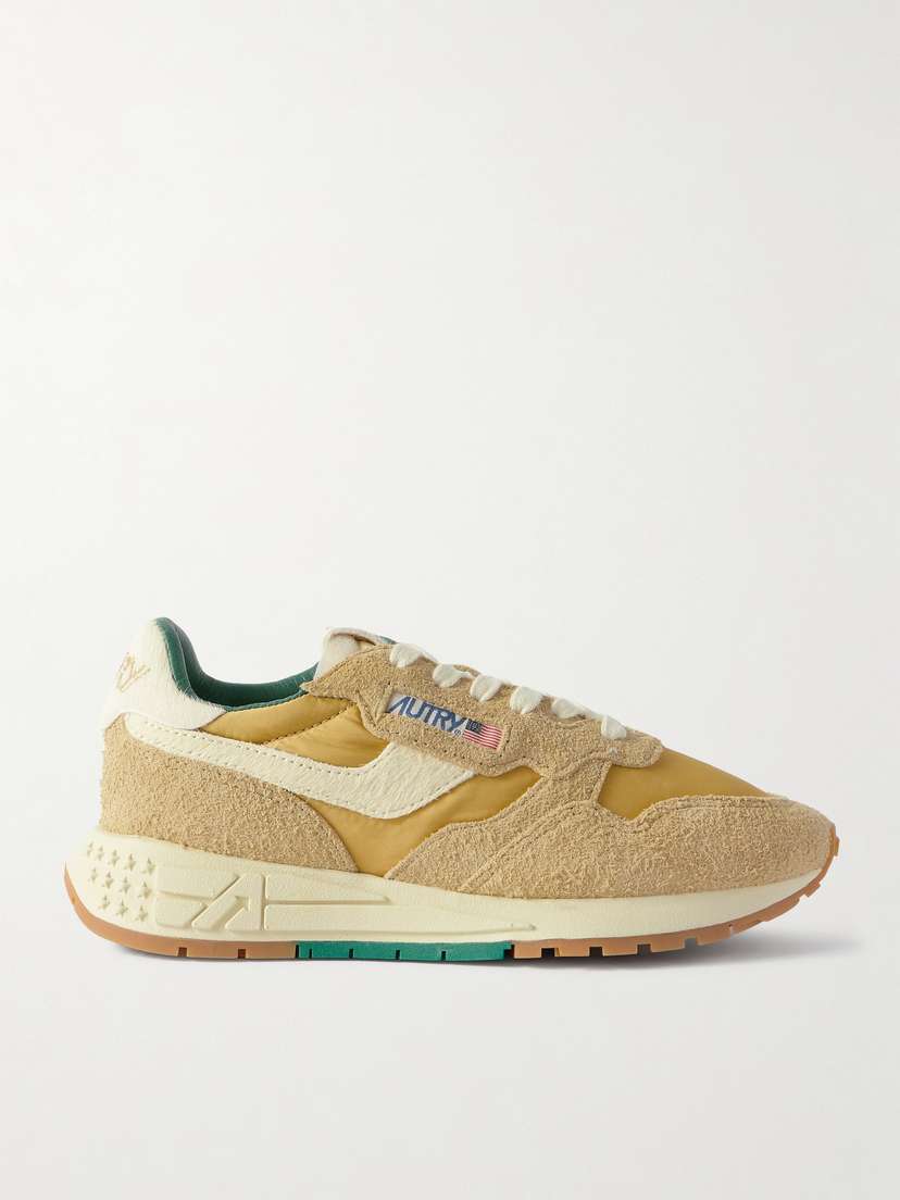 Autry Reelwind Low Calf Hair-trimmed Suede And Shell Sneakers