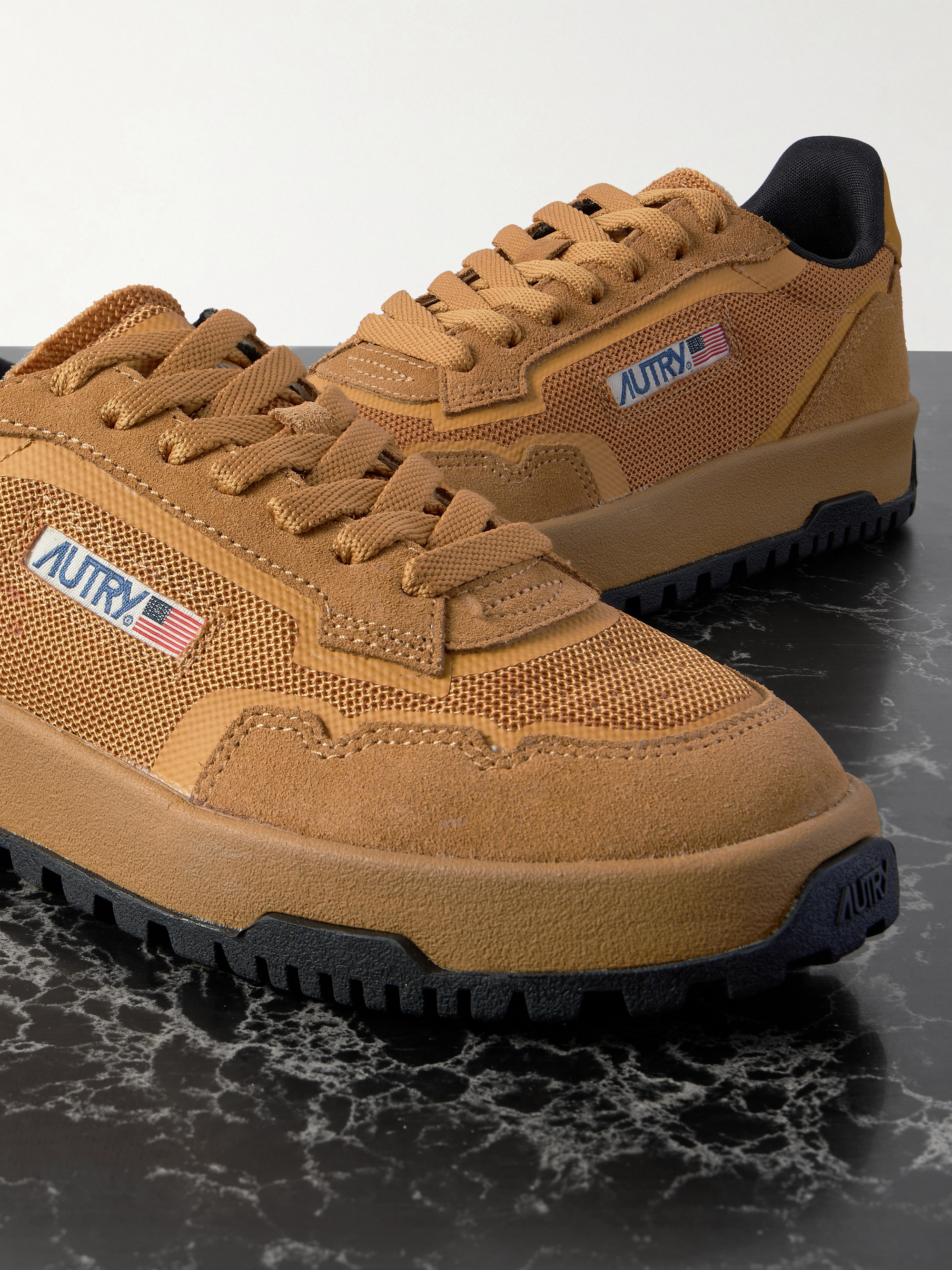 Autry Wildpace suede-trimmed mesh sneakers