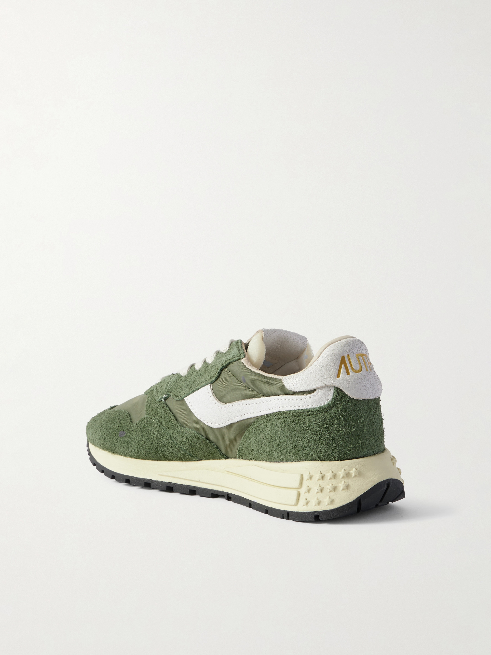 Autry Reelwind Low textured leather-trimmed suede and shell sneakers