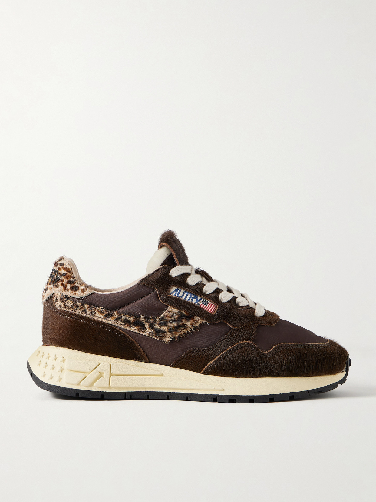 Autry Reelwind Low Leopard-print Calf Hair And Shell Sneakers In Animal Print