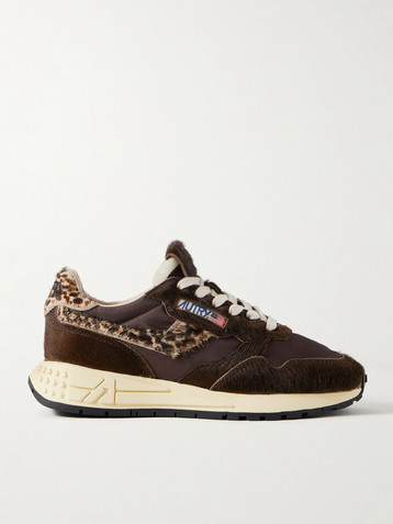 Autry Reelwind Low leopard-print calf hair and shell sneakers