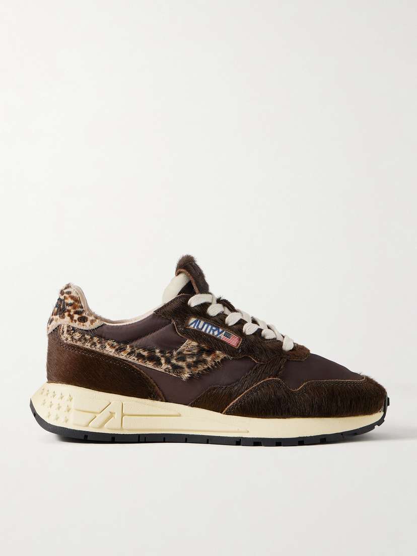 Autry Reelwind Low Leopard-print Calf Hair And Shell Sneakers
