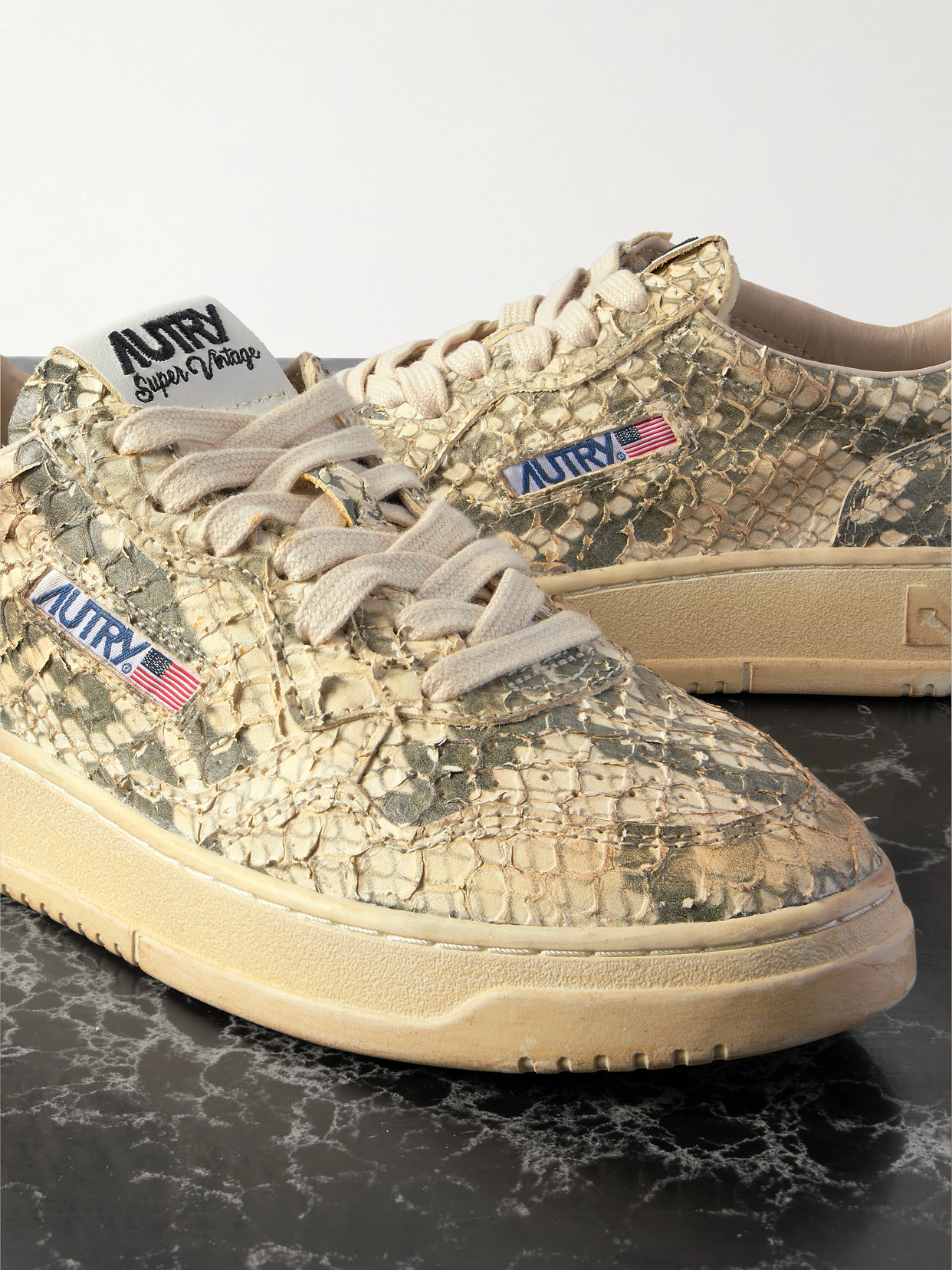 Autry Medalist Snakeskin Leather Low-top Sneakers In Animal Print
