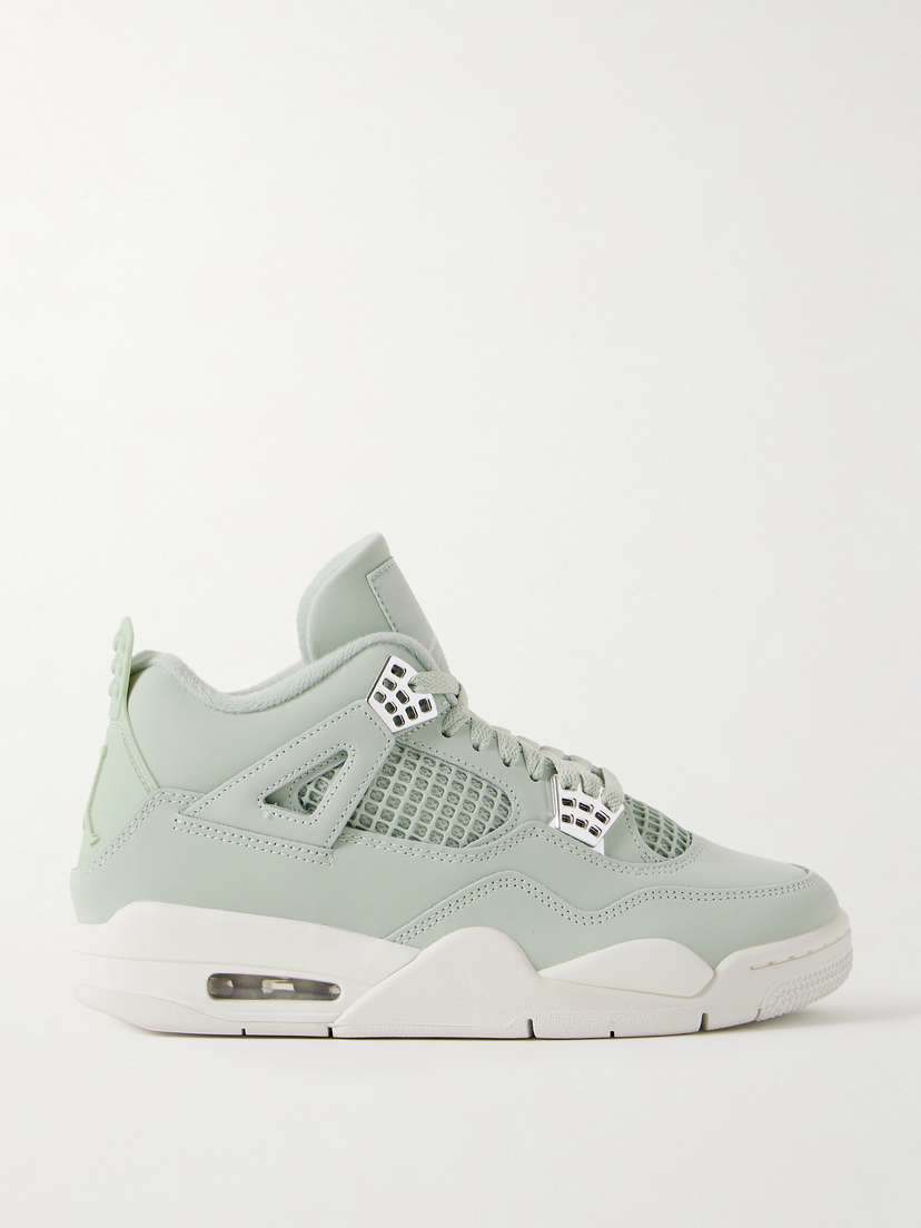 Nike Air Jordan 4 Retro Rubber And Mesh-trimmed Leather High-top Sneakers