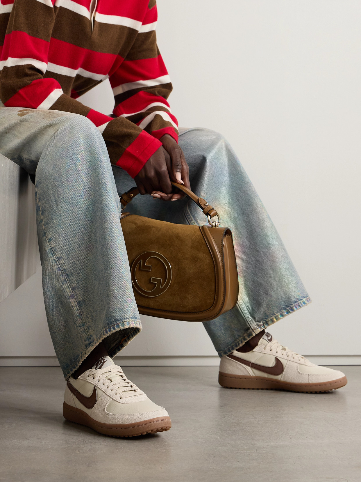 NIKE FIELD GENERAL LEATHER-TRIMMED SUEDE AND CANVAS SNEAKERS
