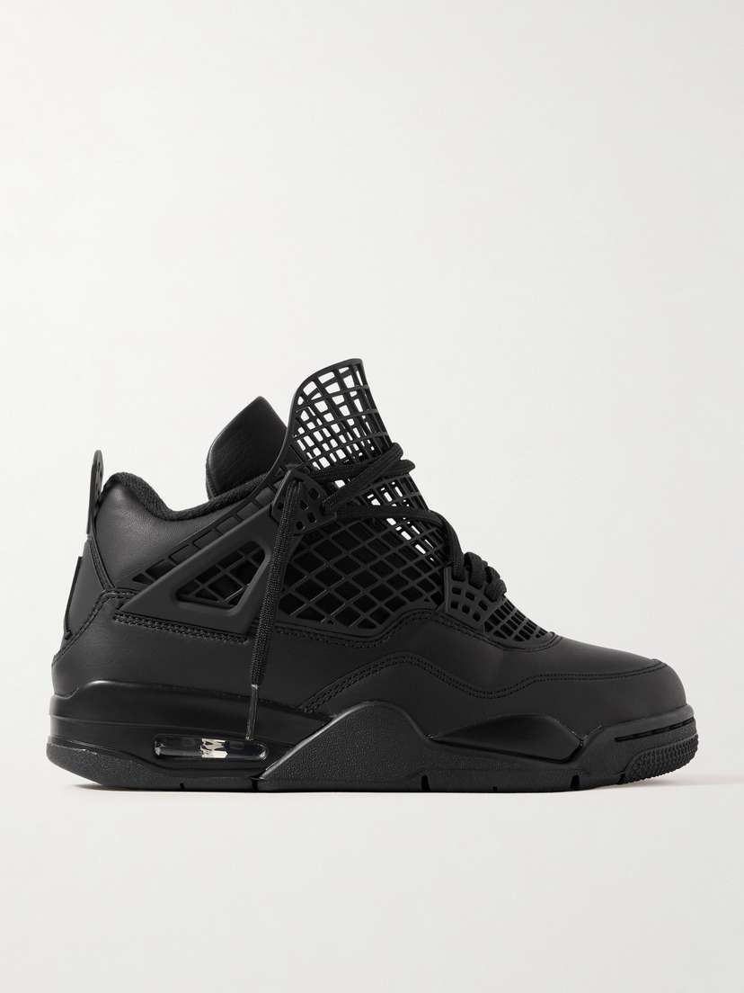 Nike Air Jordan 4 Net Cutout Rubber-trimmed Leather High-top Sneakers