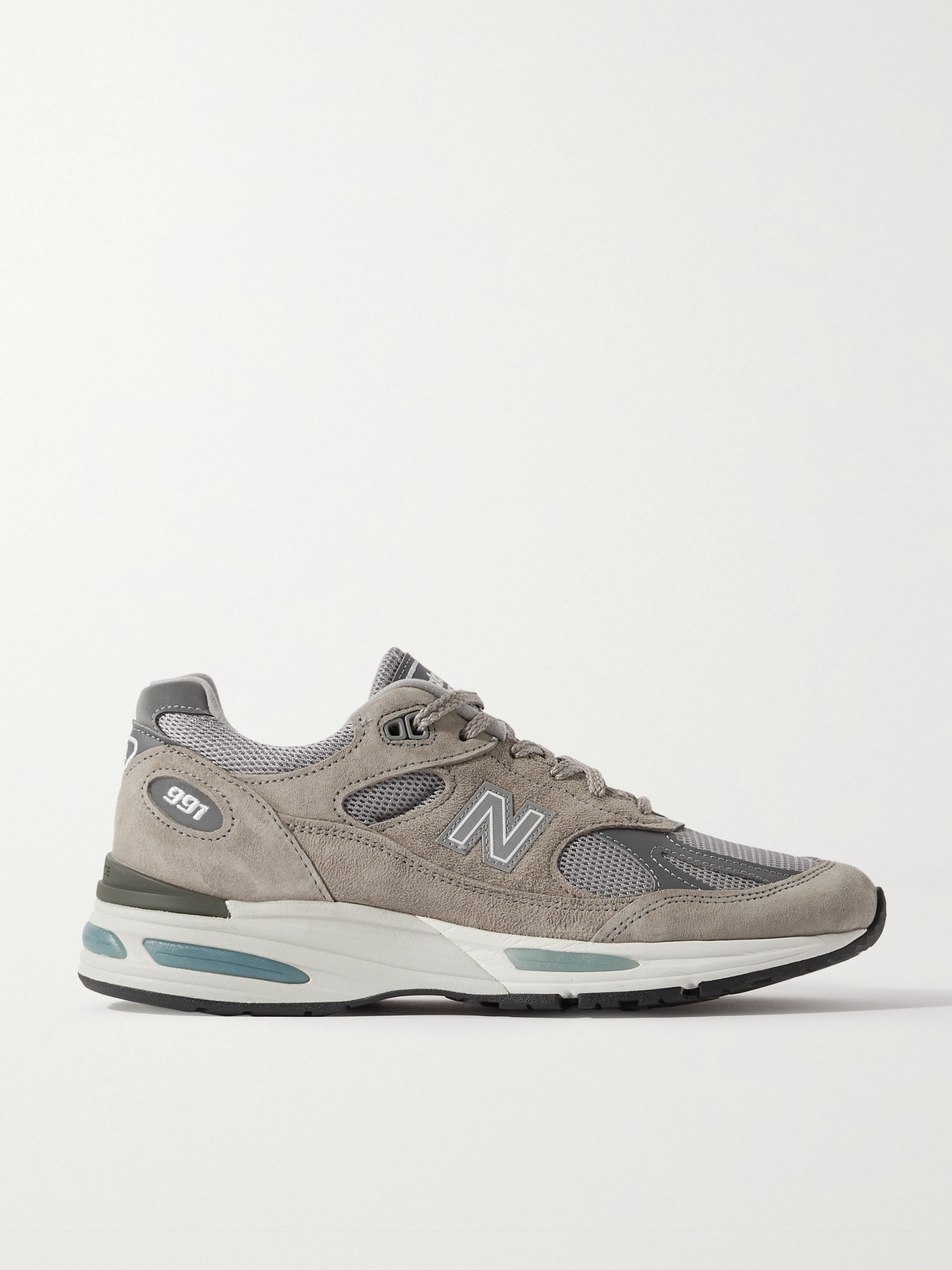New Balance - 991v2 Mesh-trimmed Suede Sneakers - Gray