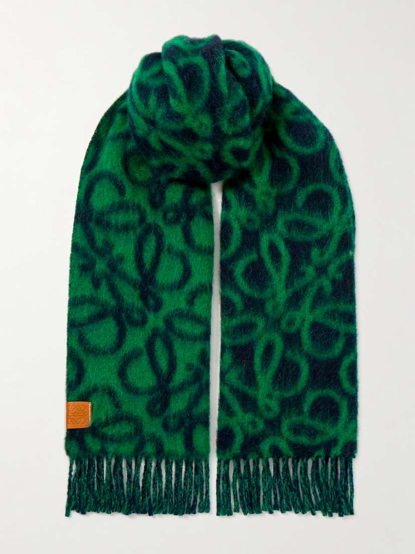 Loewe Fringed Jacquard-knit Scarf