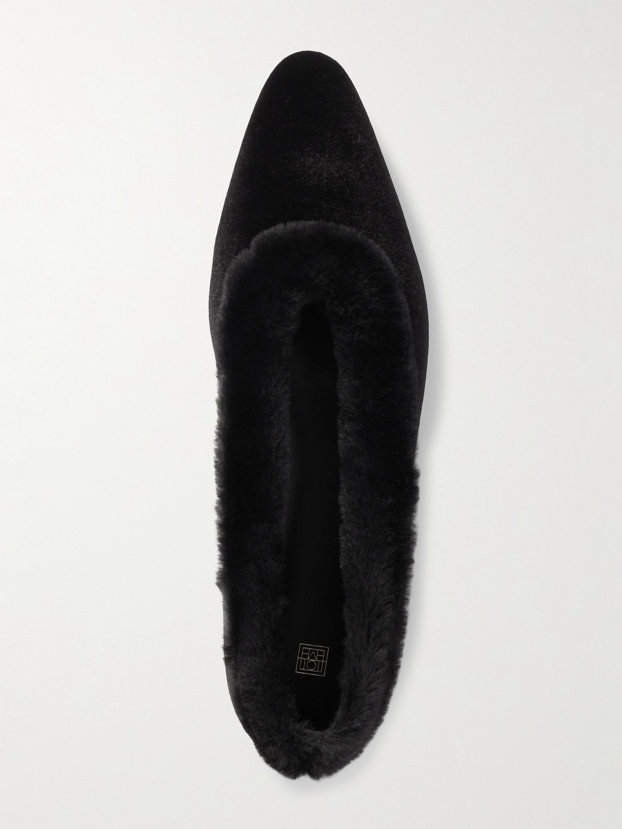 Shearling-Trimmed Velvet Ballet Flats