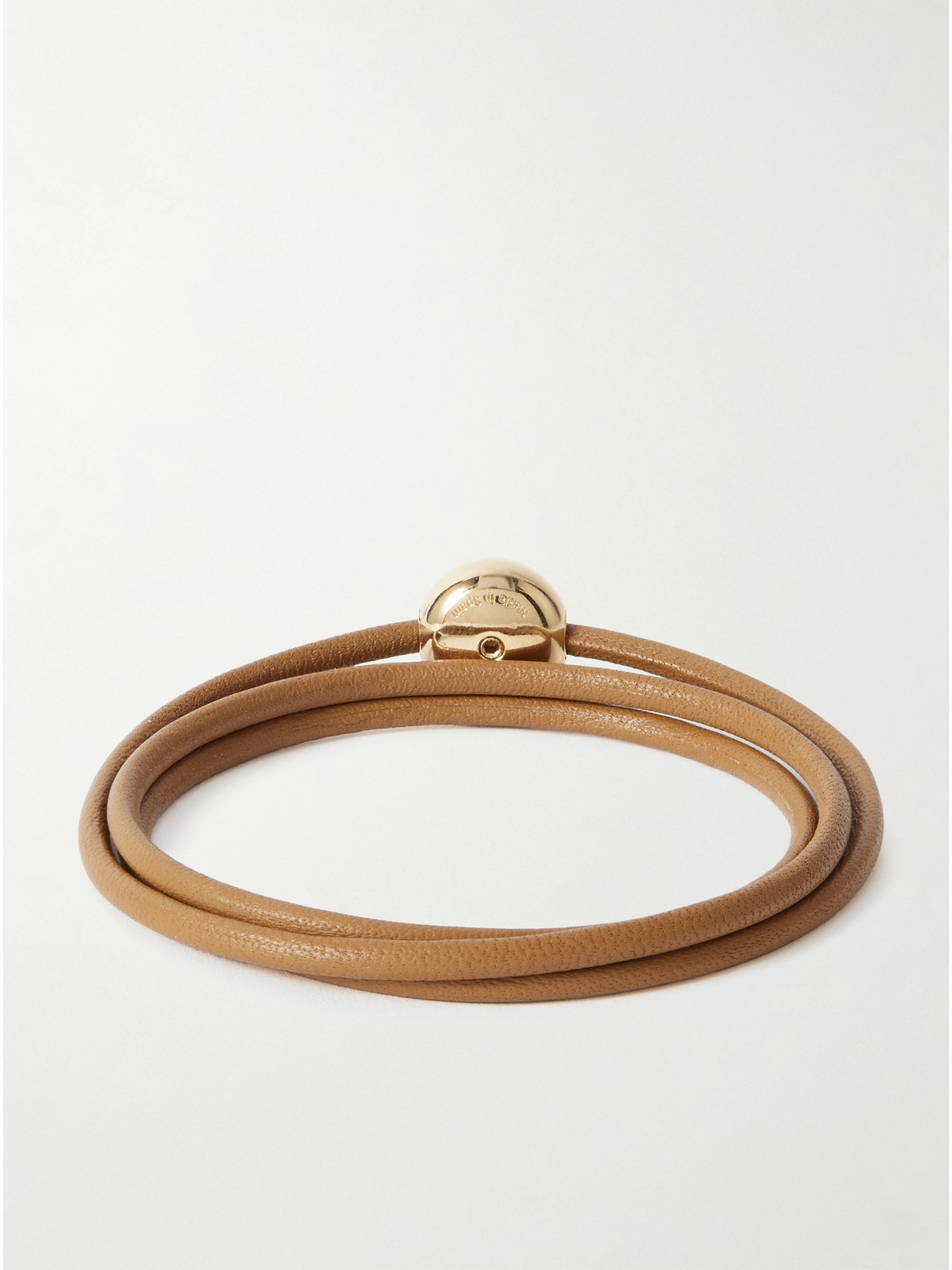 Loewe Leather And Gold-tone Wrap Bracelet In Brown