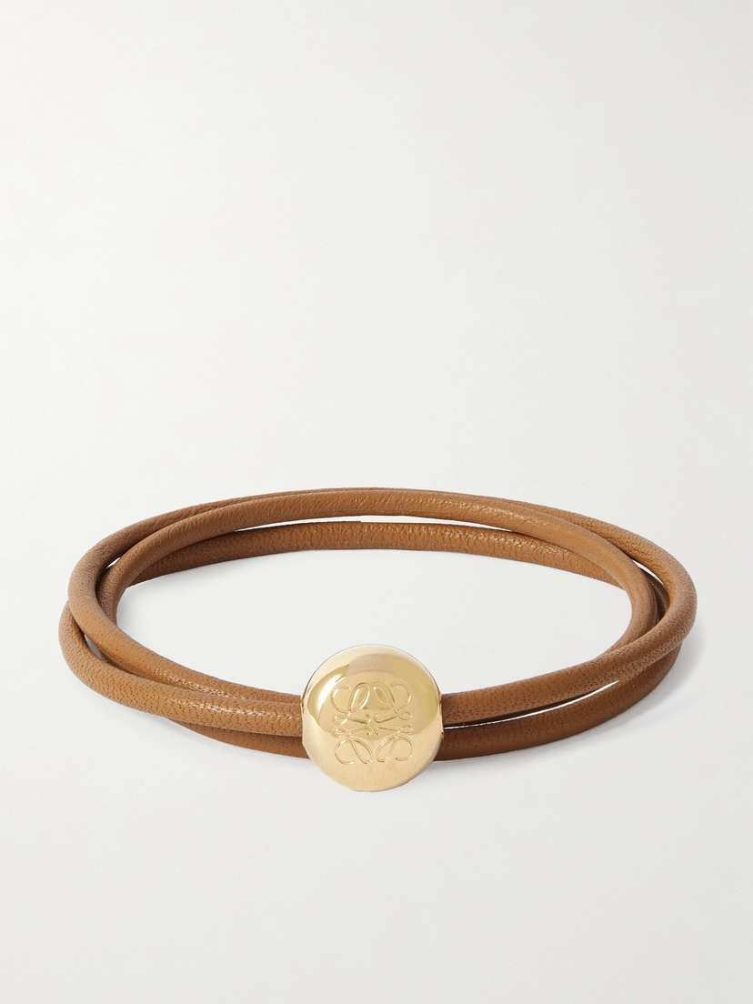 Loewe Leather And Gold-tone Wrap Bracelet