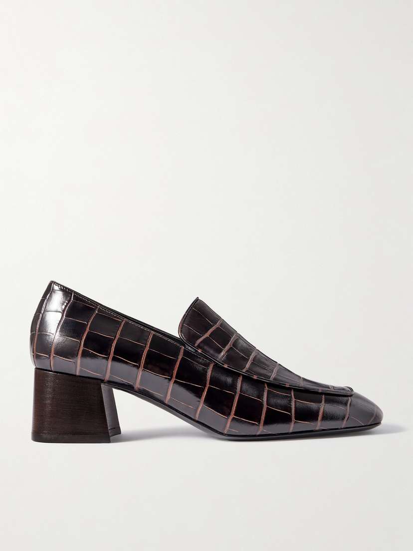 TOTEME + Net Sustain The Block Heel Croc-effect Leather Pumps