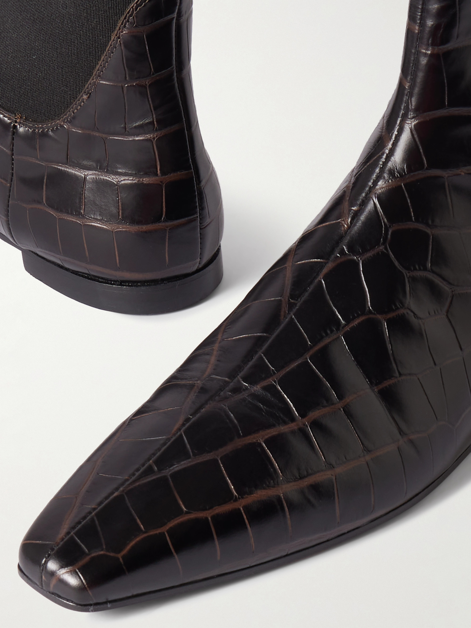 TOTEME Croc-effect leather ankle boots thumbnail